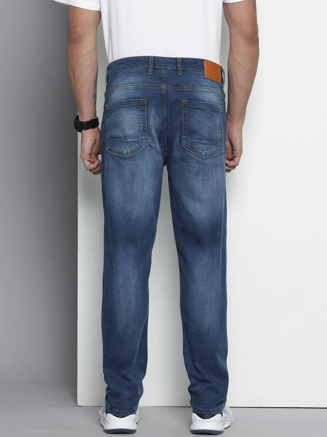 Men's Blue Slim Fit Solid Casual Jeans - Image 4