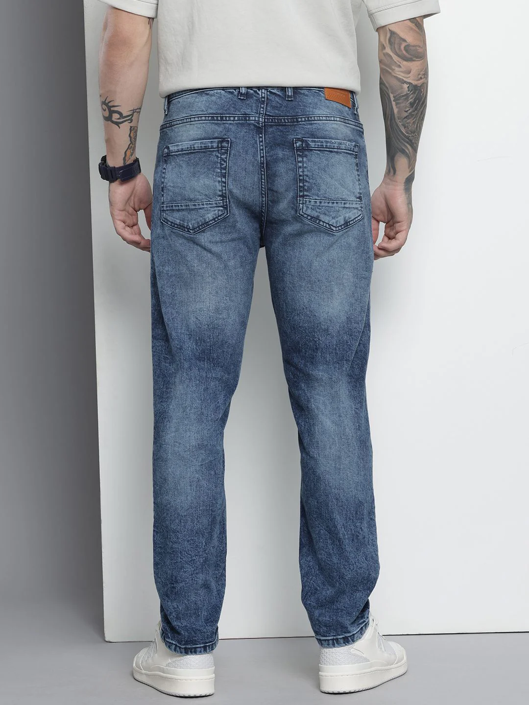 Men's Blue Slim Fit Solid Casual Jeans - Image 4
