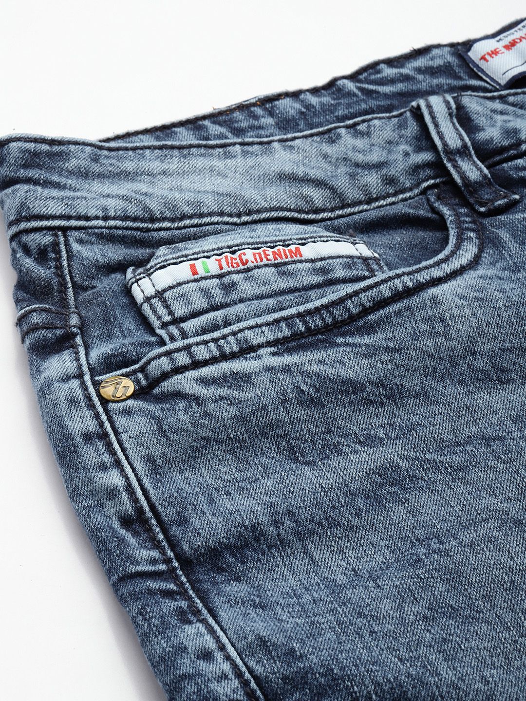 Men's Blue Slim Fit Solid Casual Jeans - Image 5