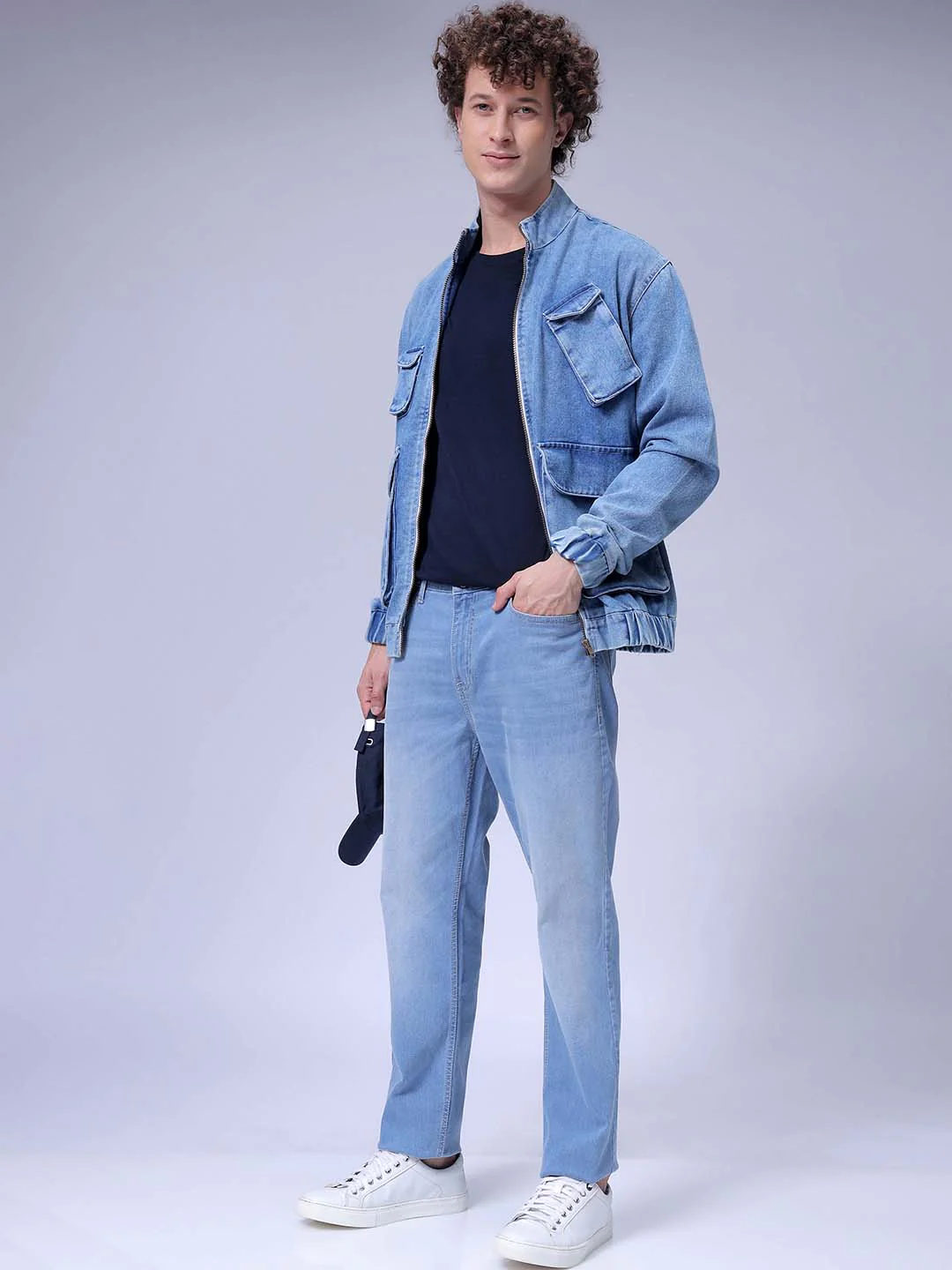 Men's Light Blue Slim Fit Solid Casual Jeans - Image 4