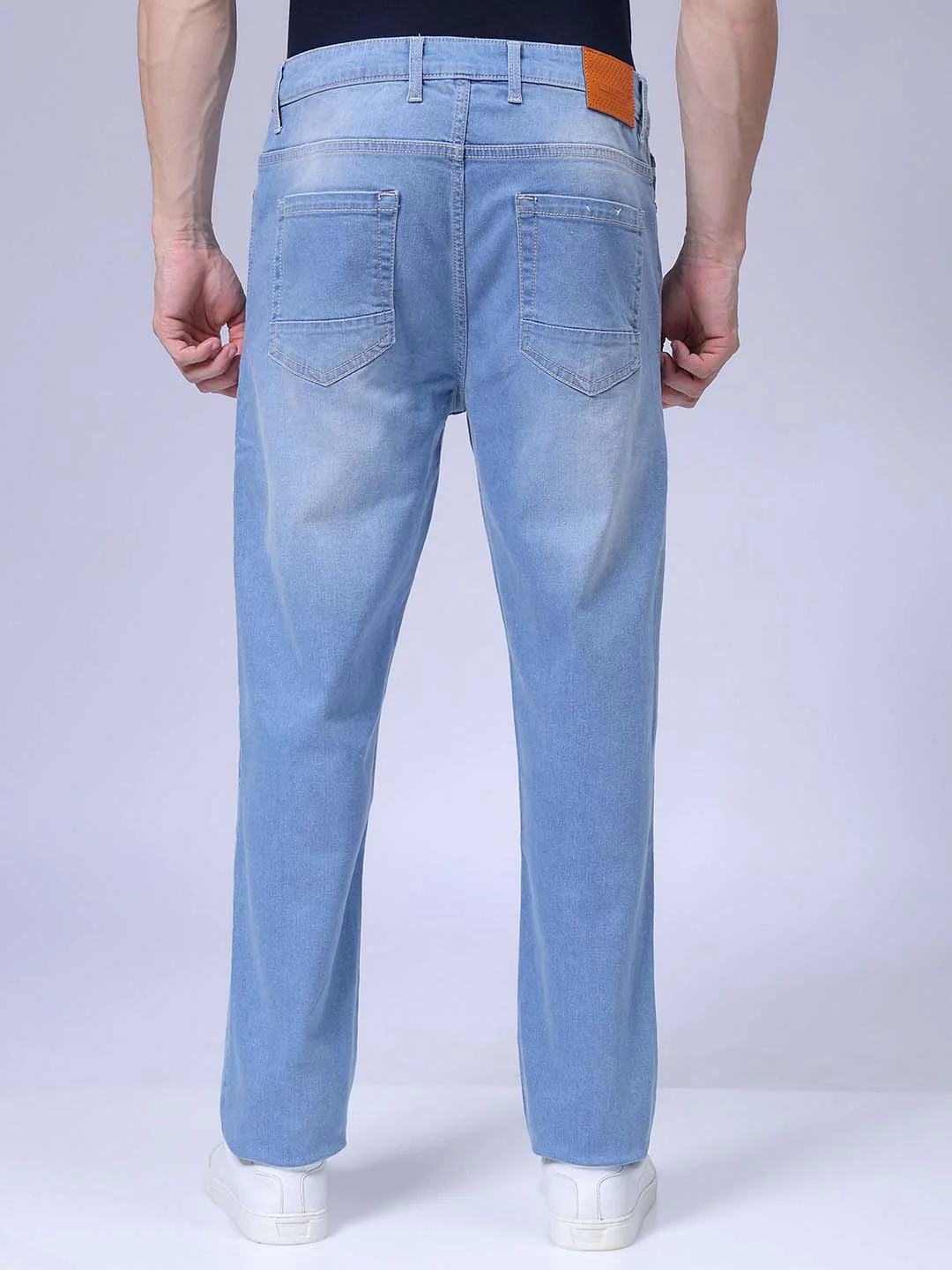 Men's Light Blue Slim Fit Solid Casual Jeans - Image 5