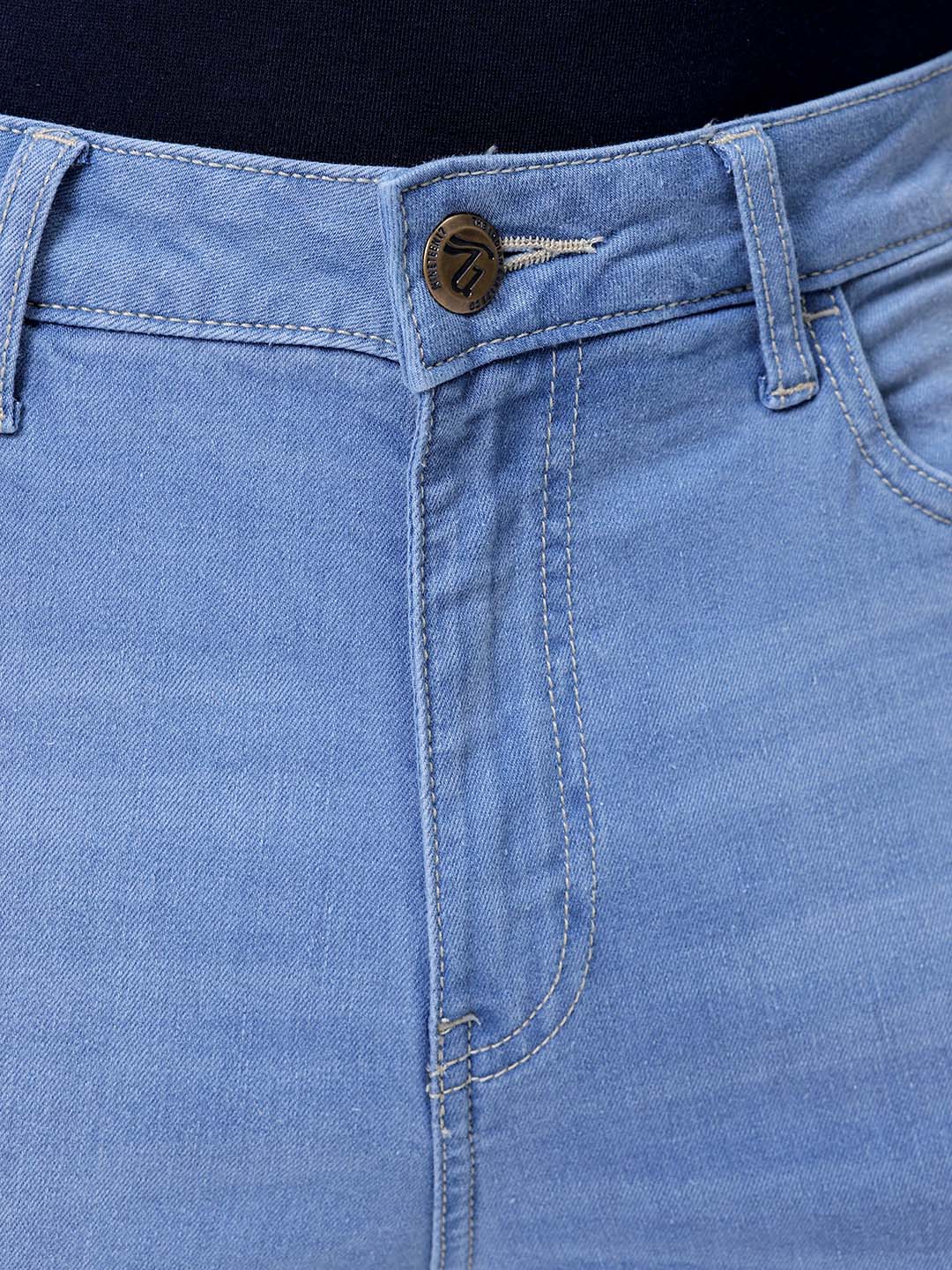 Men's Light Blue Slim Fit Solid Casual Jeans - Image 6