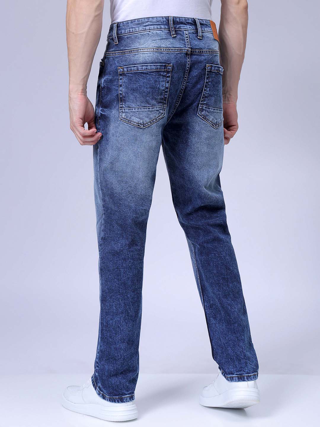 Men's Blue Slim Fit Solid Casual Jeans - Image 5