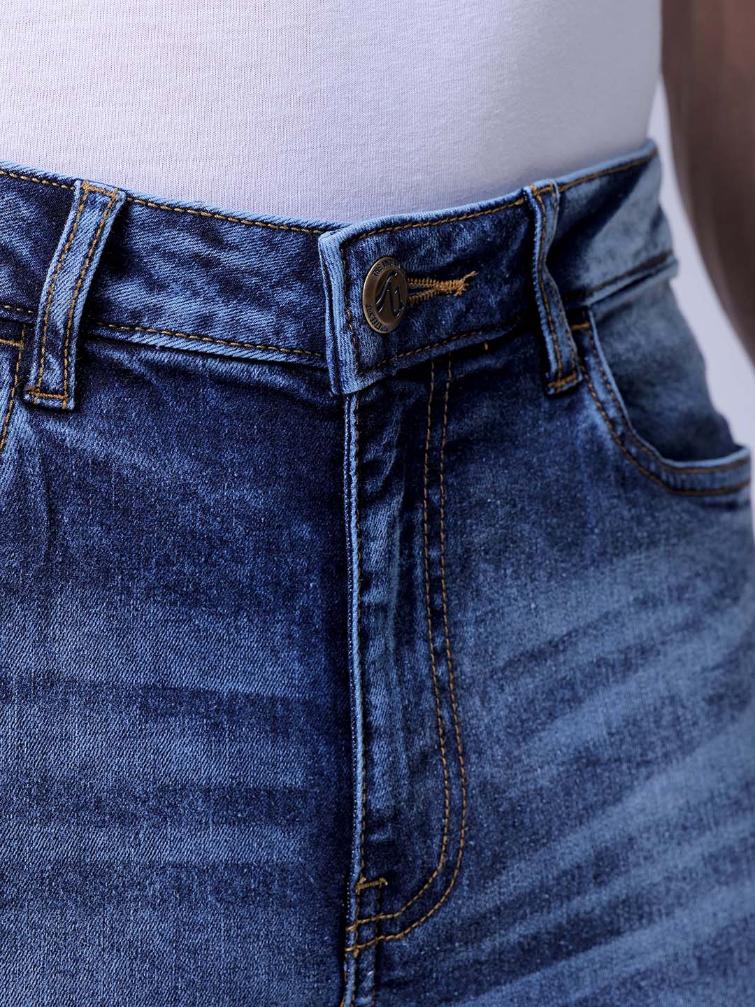 Men's Blue Slim Fit Solid Casual Jeans - Image 6
