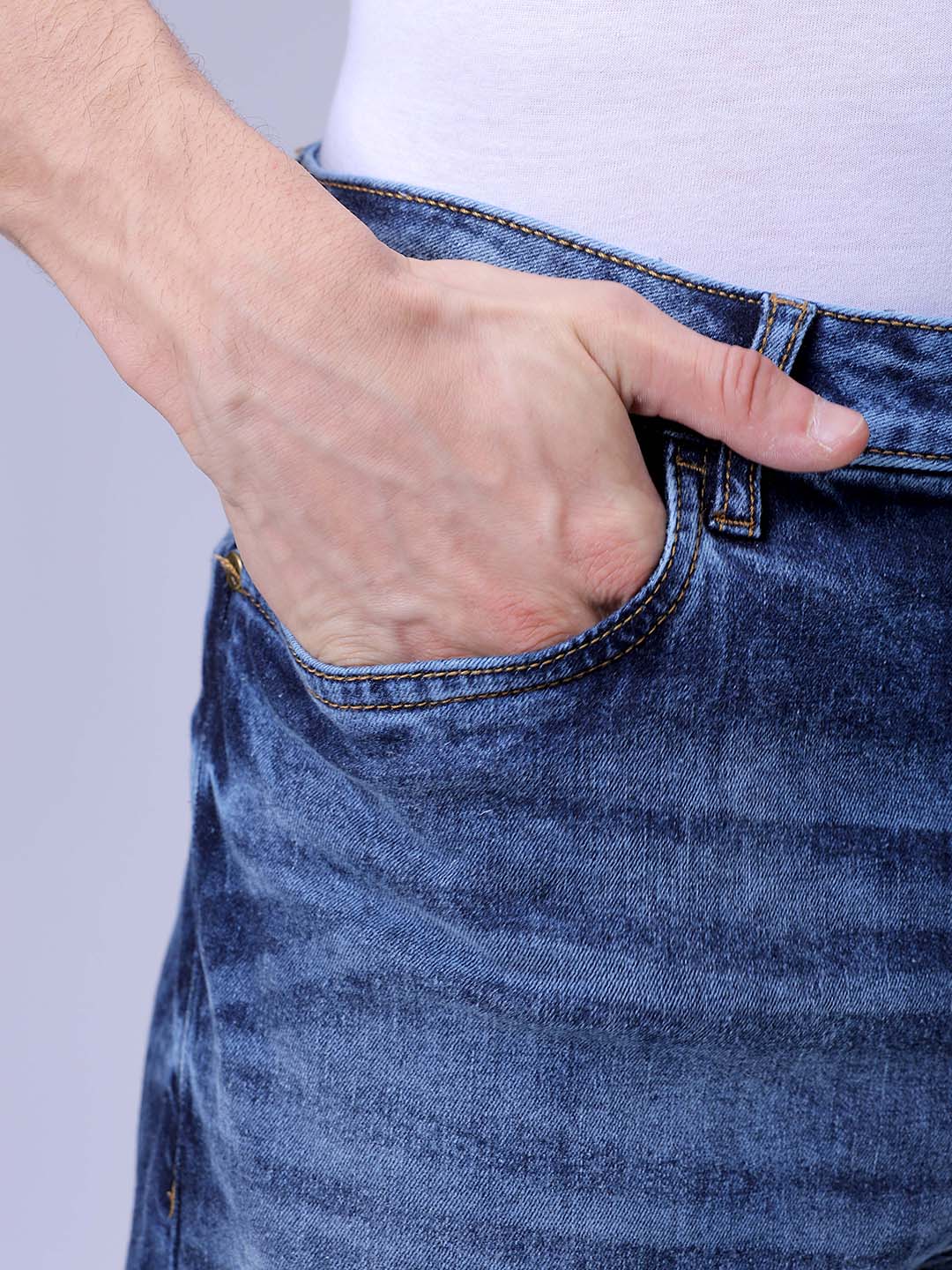 Men's Blue Slim Fit Solid Casual Jeans - Image 7