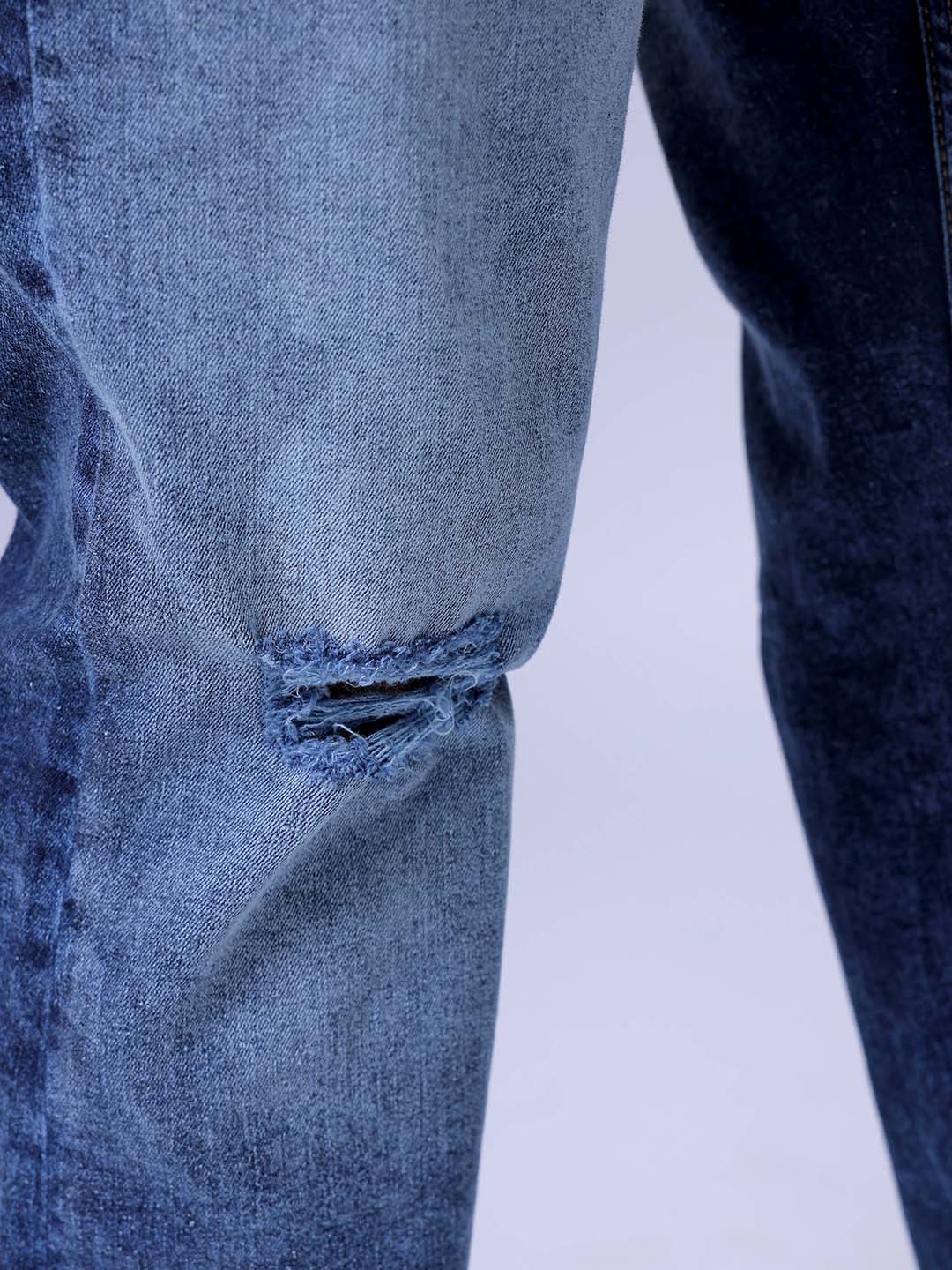 Men's Blue Slim Fit Solid Casual Jeans - Image 8