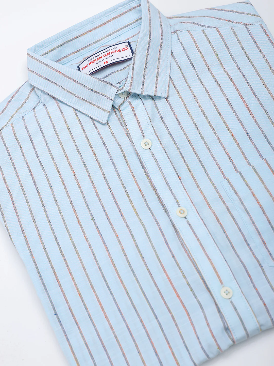 Men's Blue Slim Fit Striped Casual Shirt - Image 8