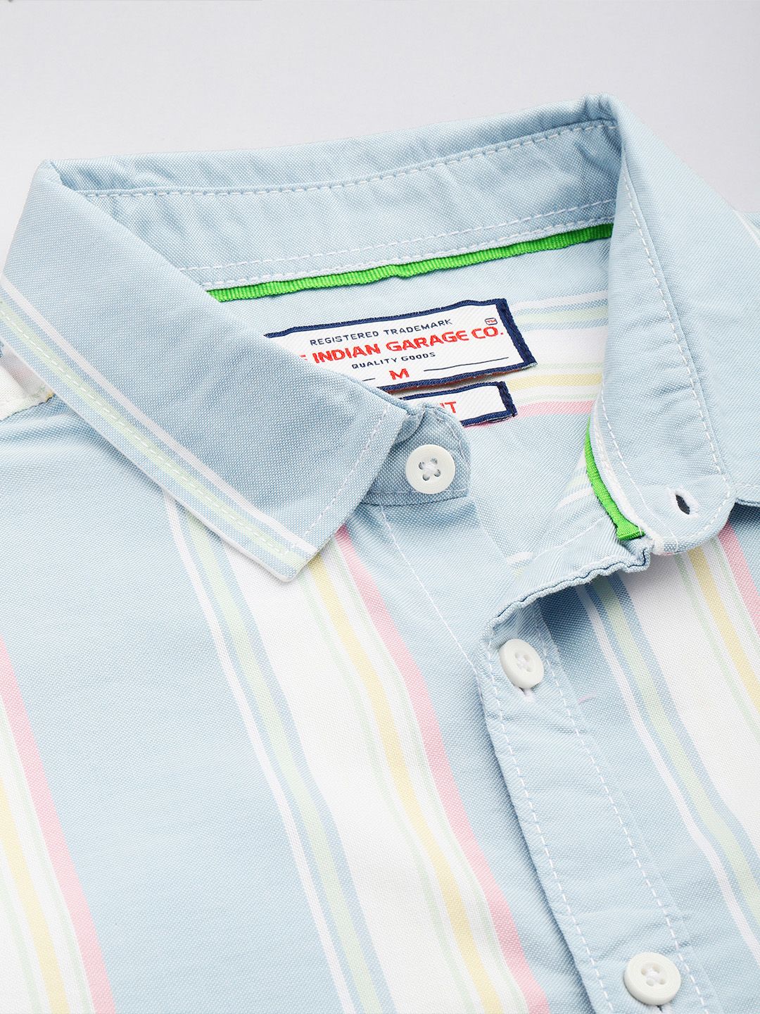 Men's Blue Slim Fit Striped Striped Shirt - Image 5