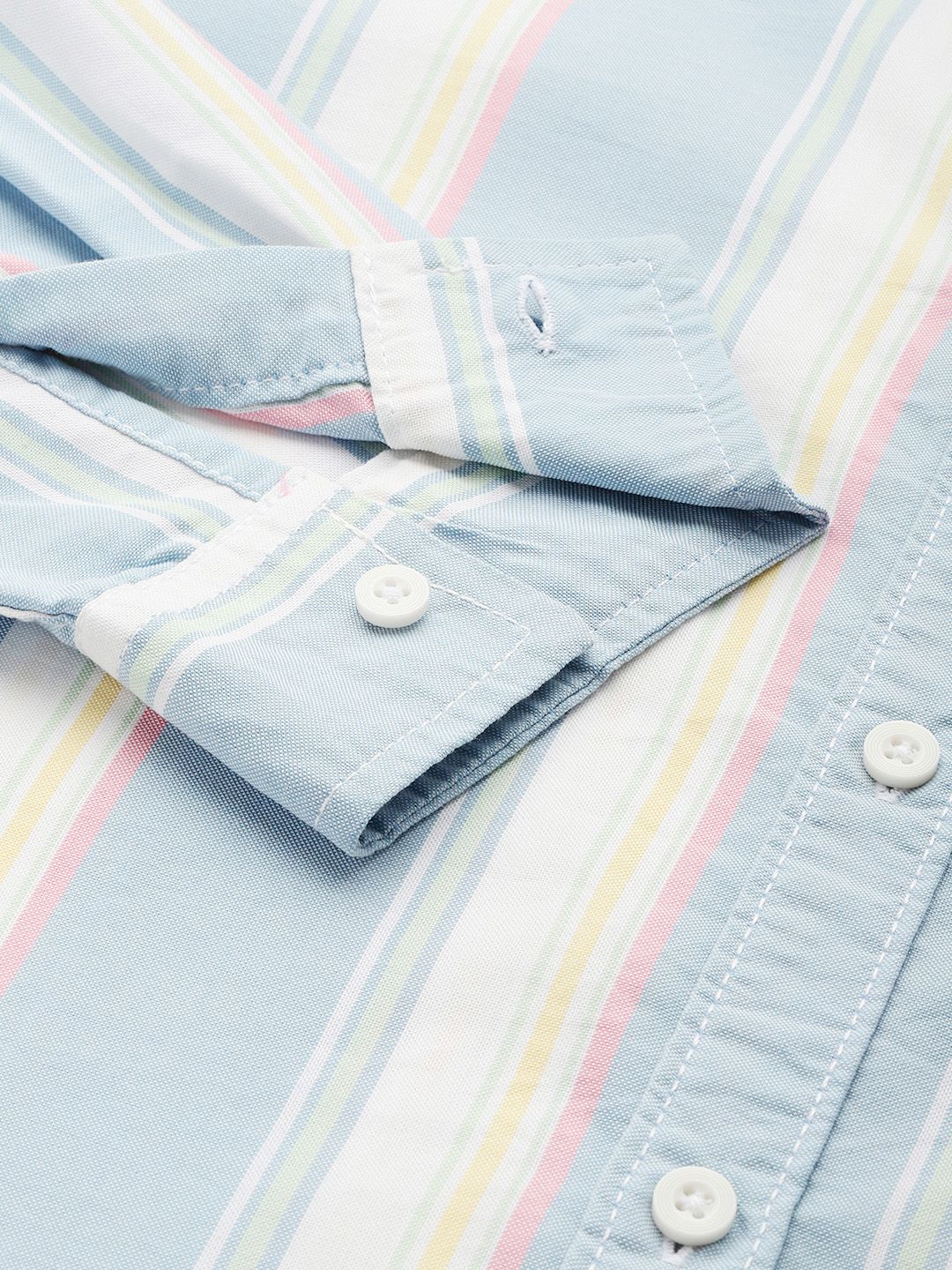Men's Blue Slim Fit Striped Striped Shirt - Image 6