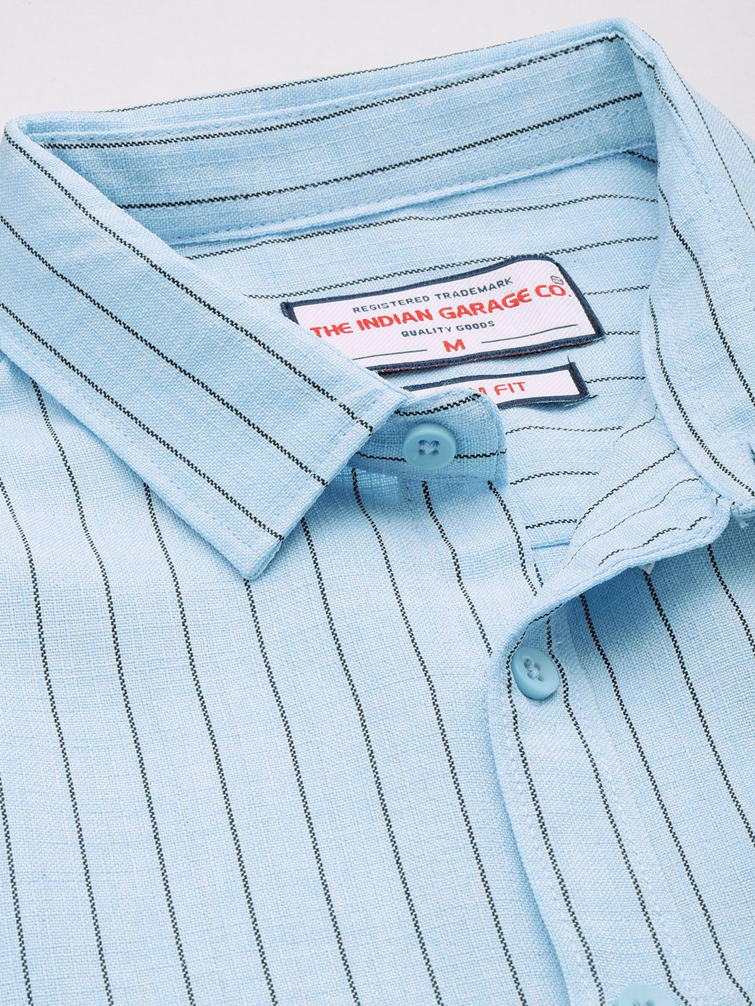 Men's Blue Slim Fit Striped Casual Shirt - Image 5