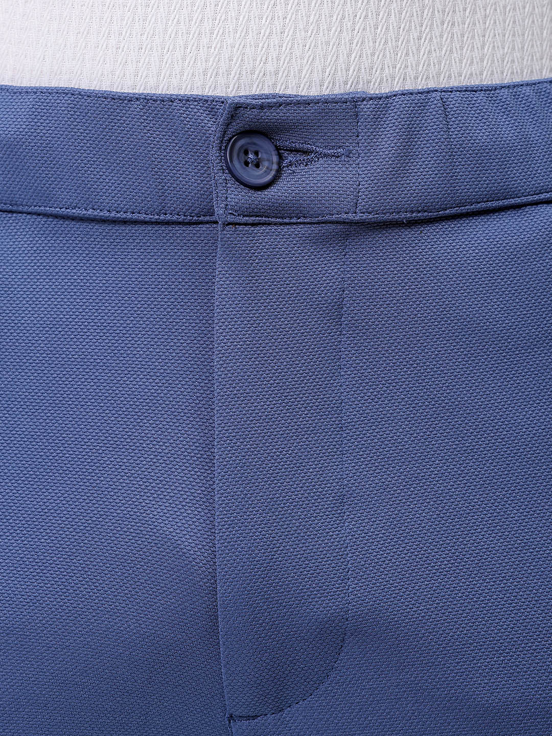 Men's Elemental Blue Slim Fit Textured Formal Trouser - Image 6