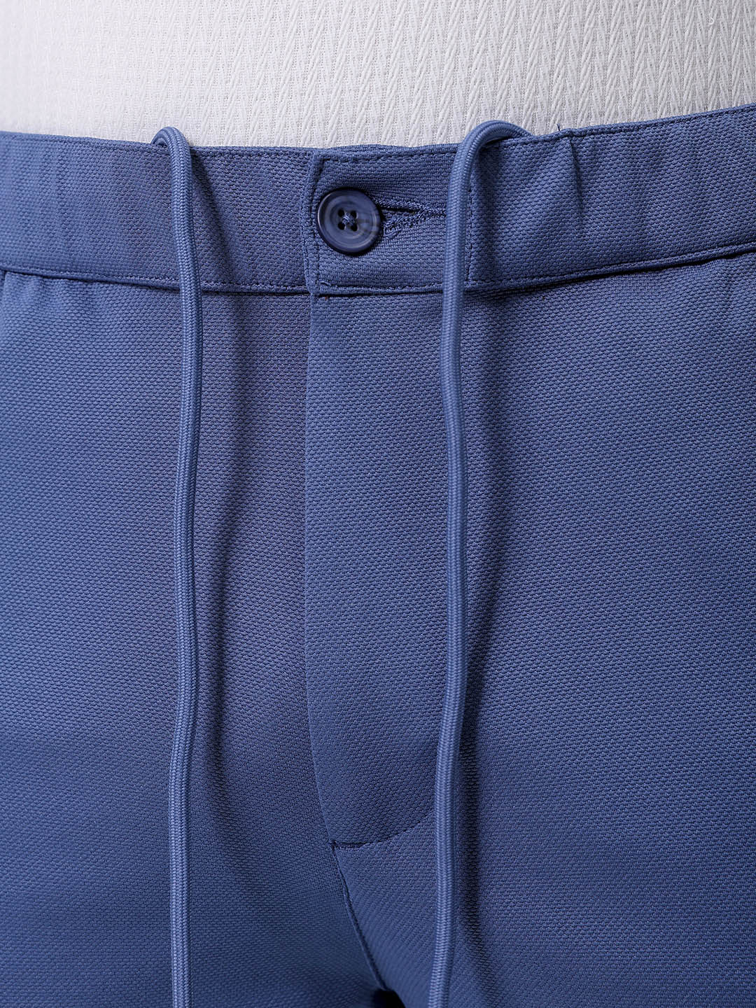 Men's Elemental Blue Slim Fit Textured Formal Trouser - Image 8