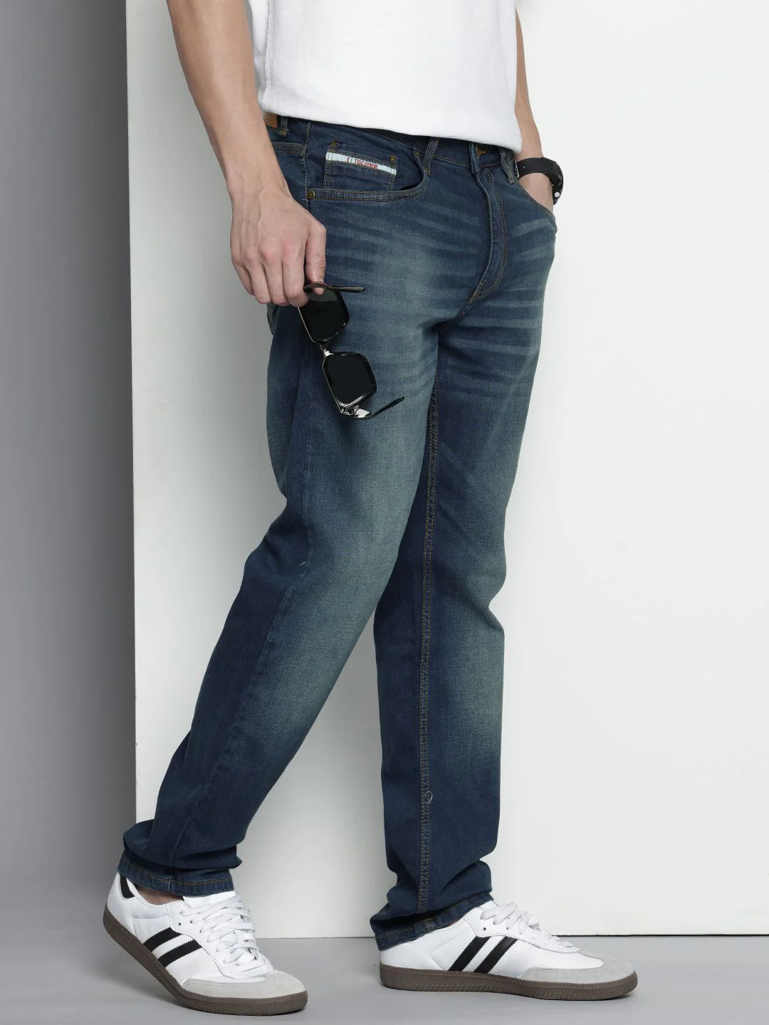 Men's Blue Slim Fit Solid Casual Jeans - Image 2