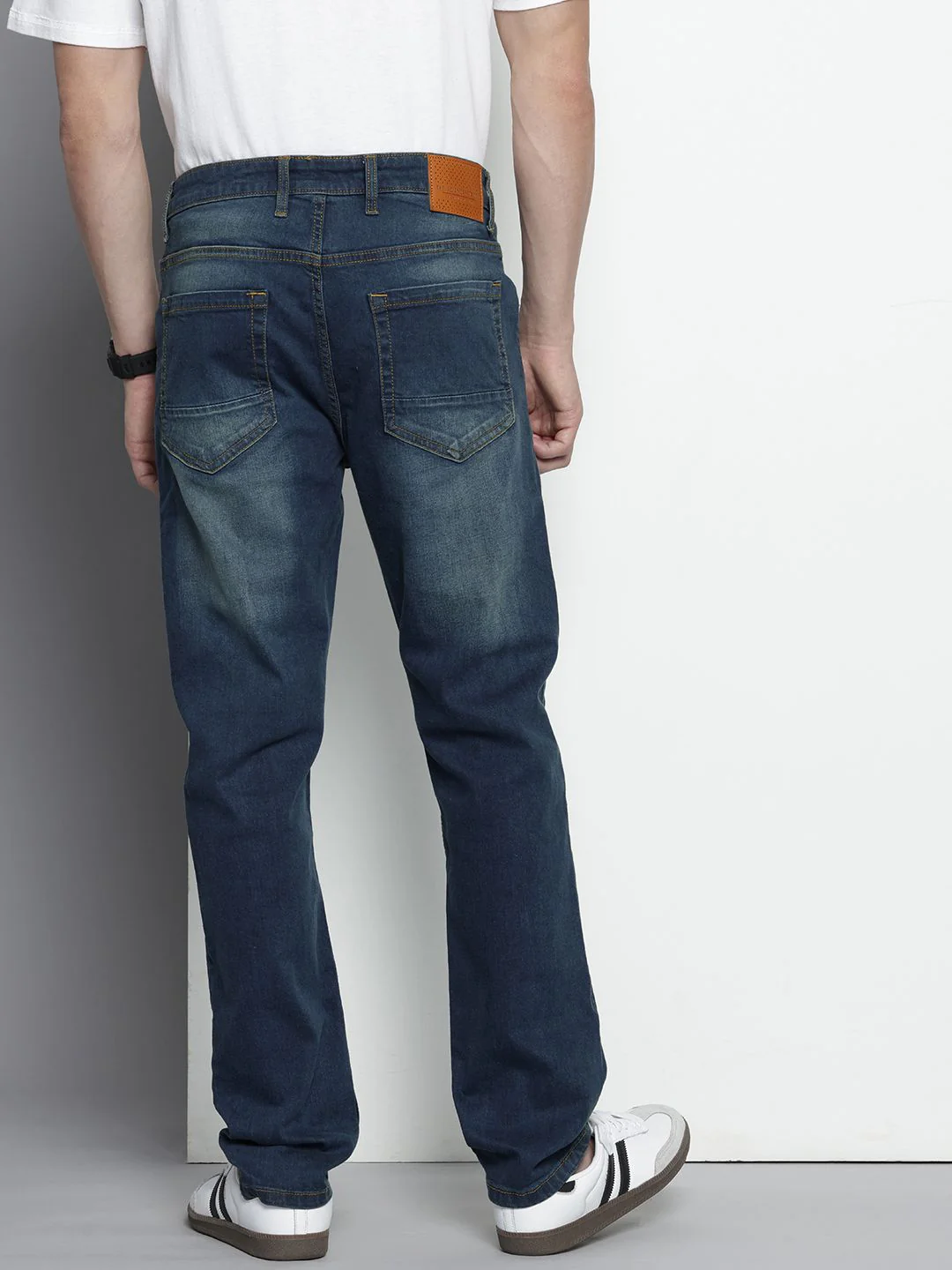 Men's Blue Slim Fit Solid Casual Jeans - Image 4