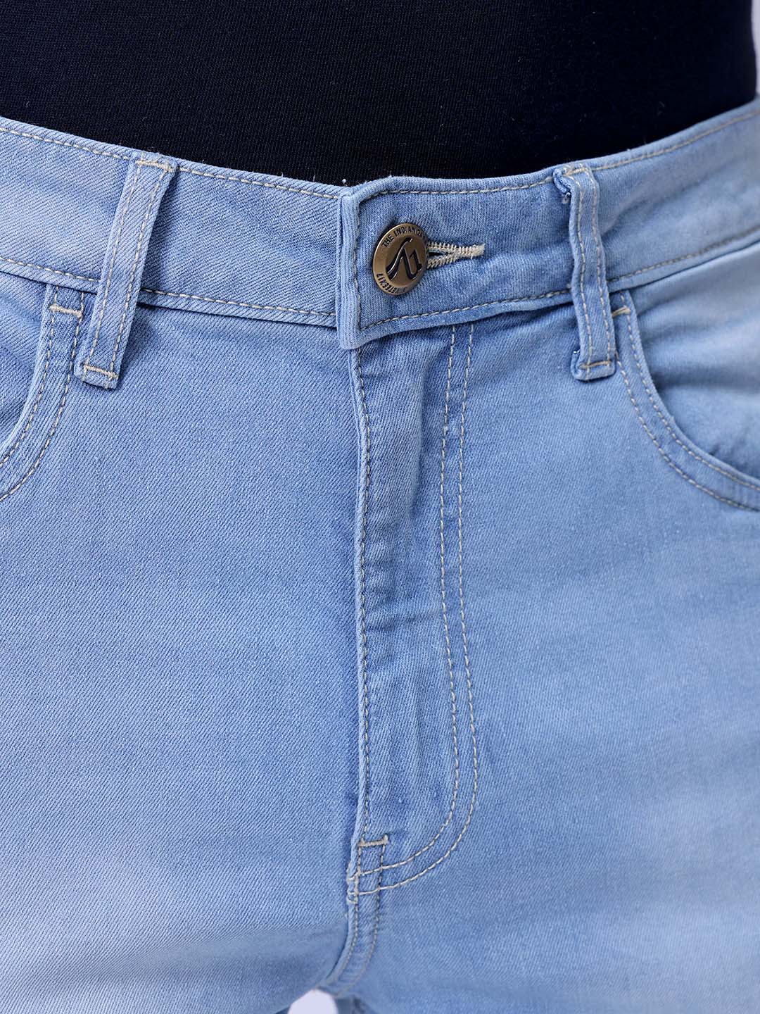 Men's Light Blue Slim Fit Solid Casual Jeans - Image 5