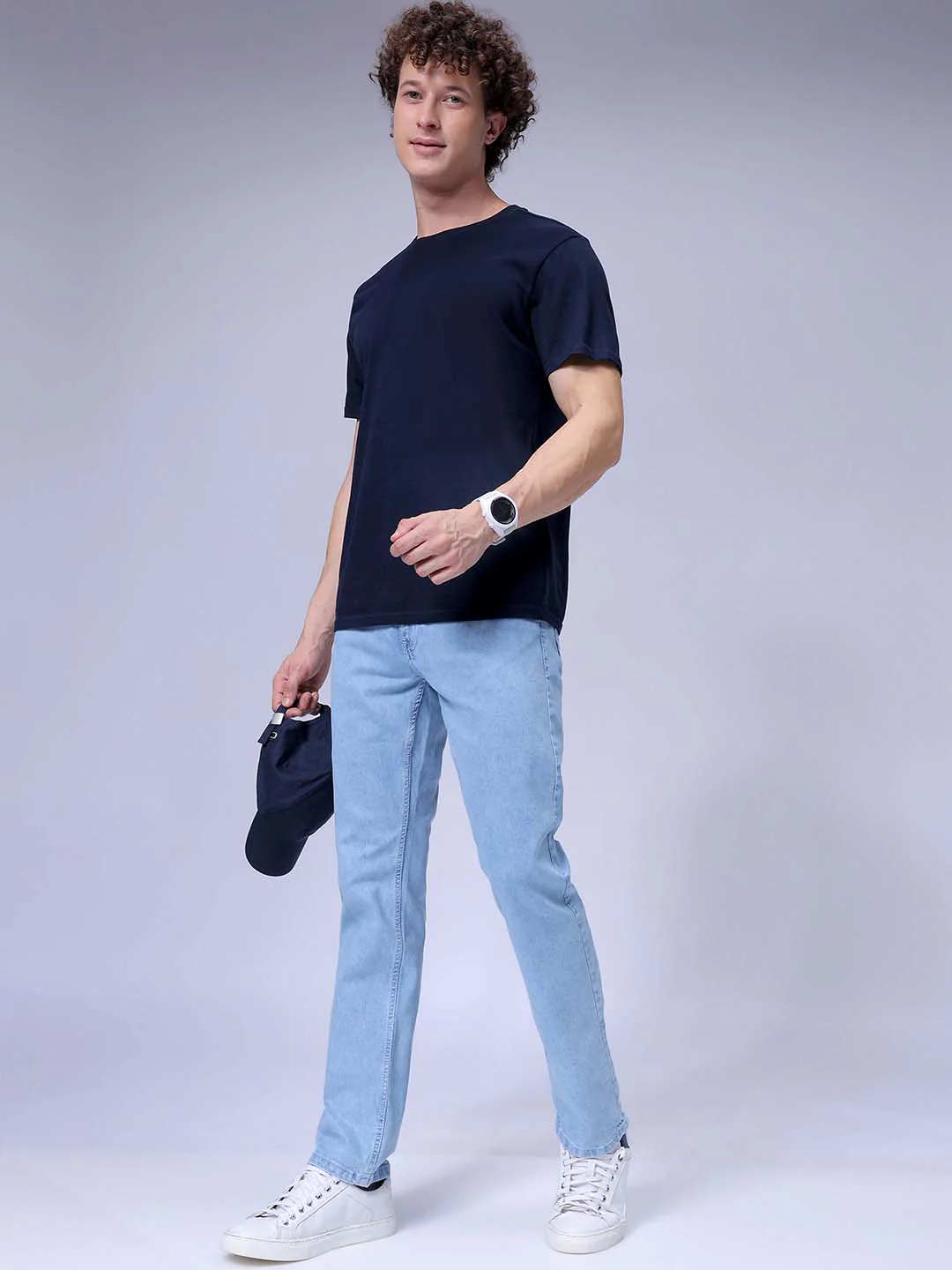 Men's Blue Slim Fit Solid Casual Jeans - Image 4