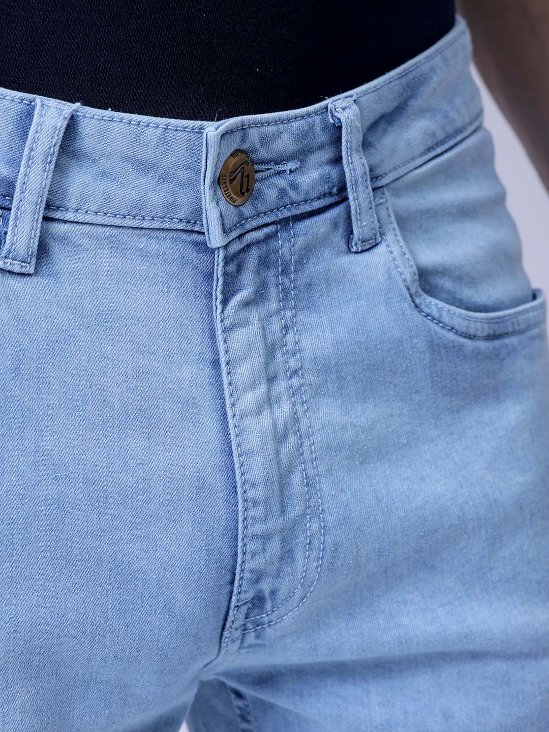 Men's Blue Slim Fit Solid Casual Jeans - Image 6