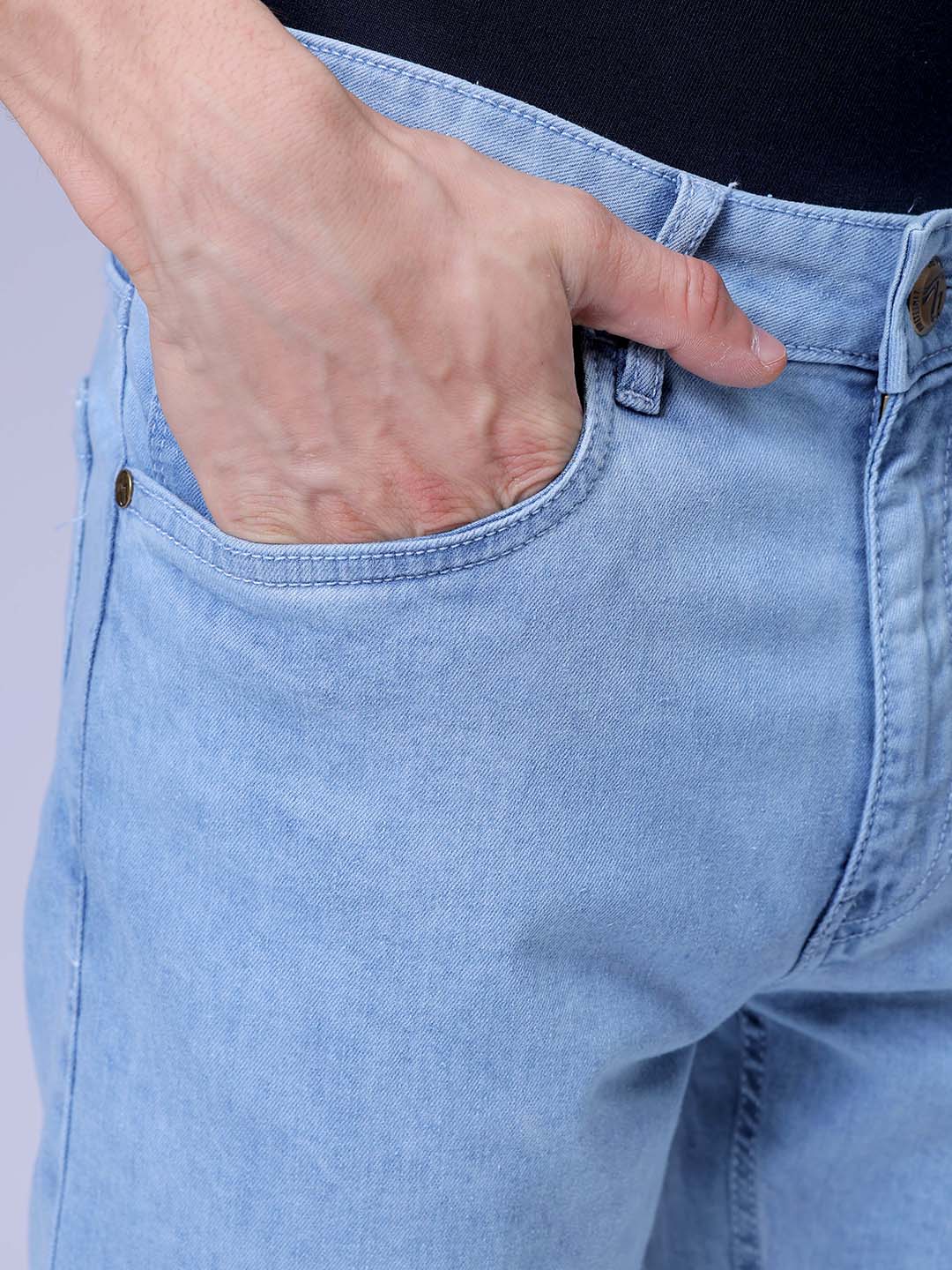 Men's Blue Slim Fit Solid Casual Jeans - Image 7