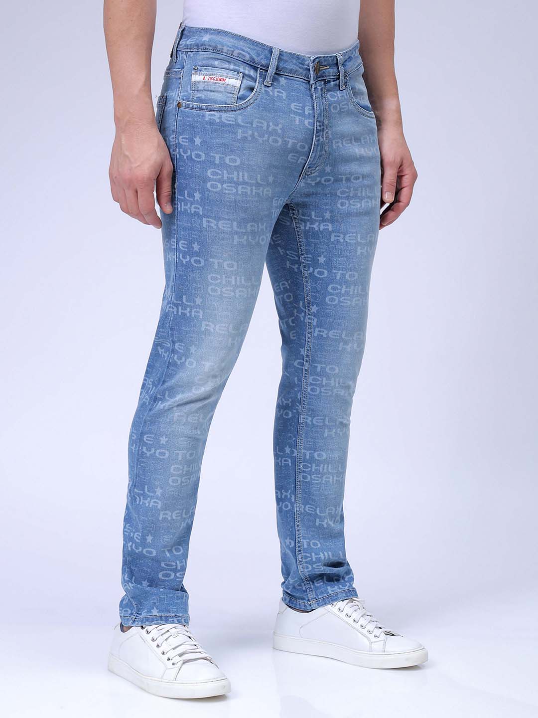 Men's Light Blue Slim Fit Solid Casual Jeans - Image 4