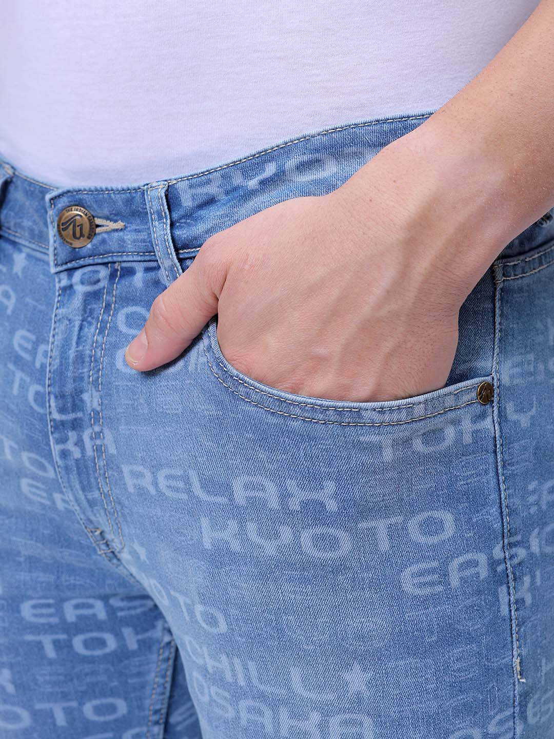 Men's Light Blue Slim Fit Solid Casual Jeans - Image 7