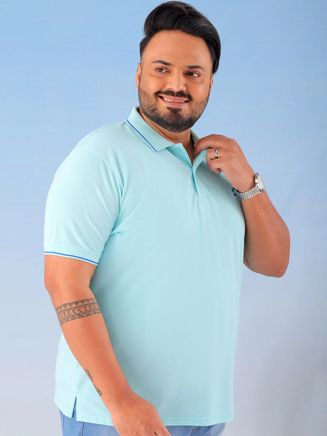 Men's Solid Plus Size T-Shirt - Image 4