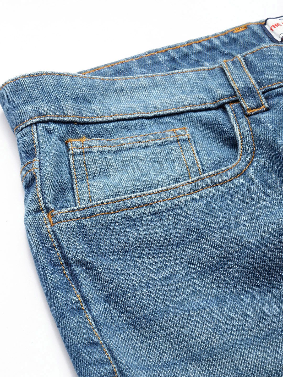 Men's Blue Regular Fit Solid Casual Jeans - Image 5
