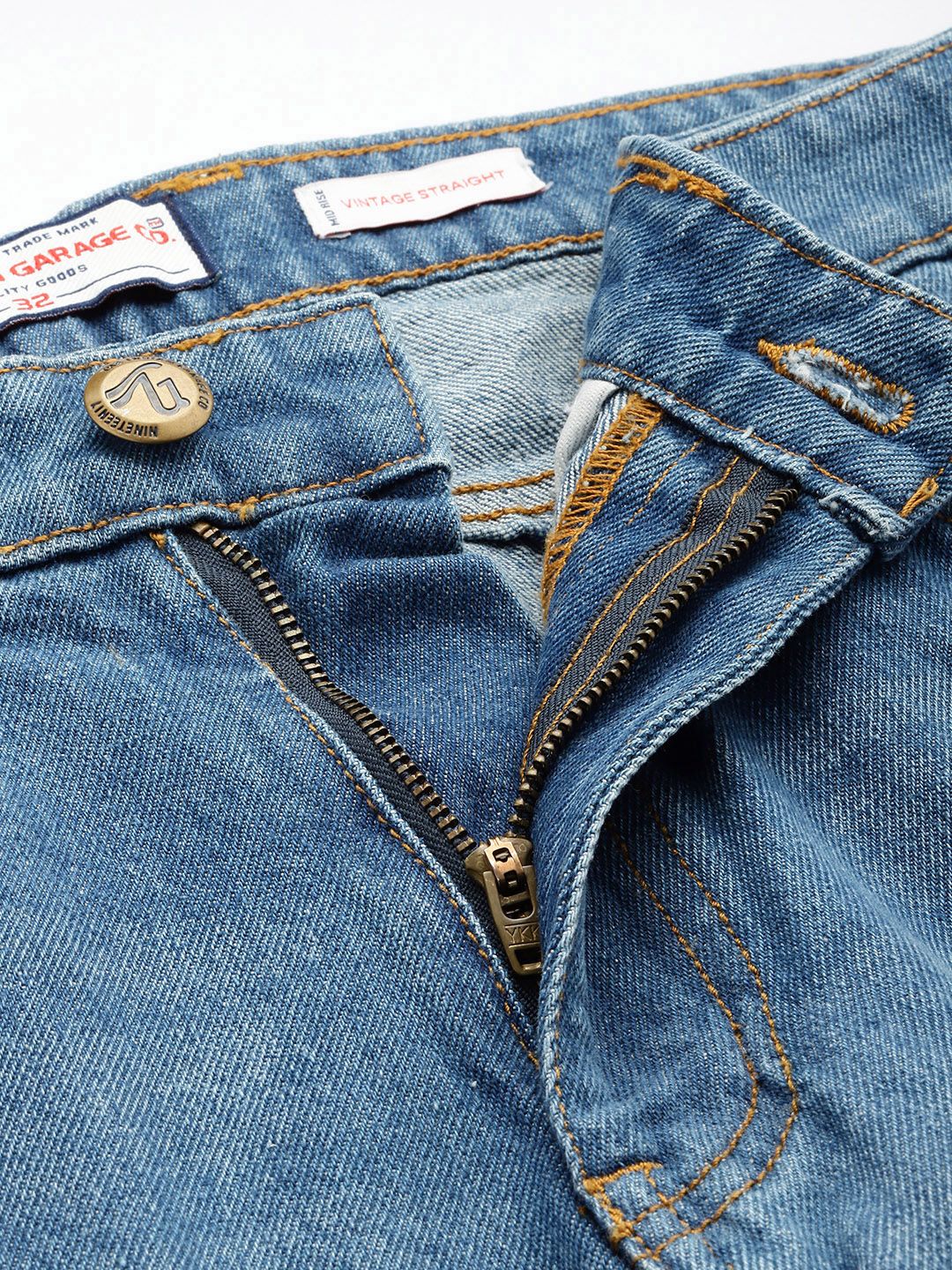 Men's Blue Regular Fit Solid Casual Jeans - Image 7