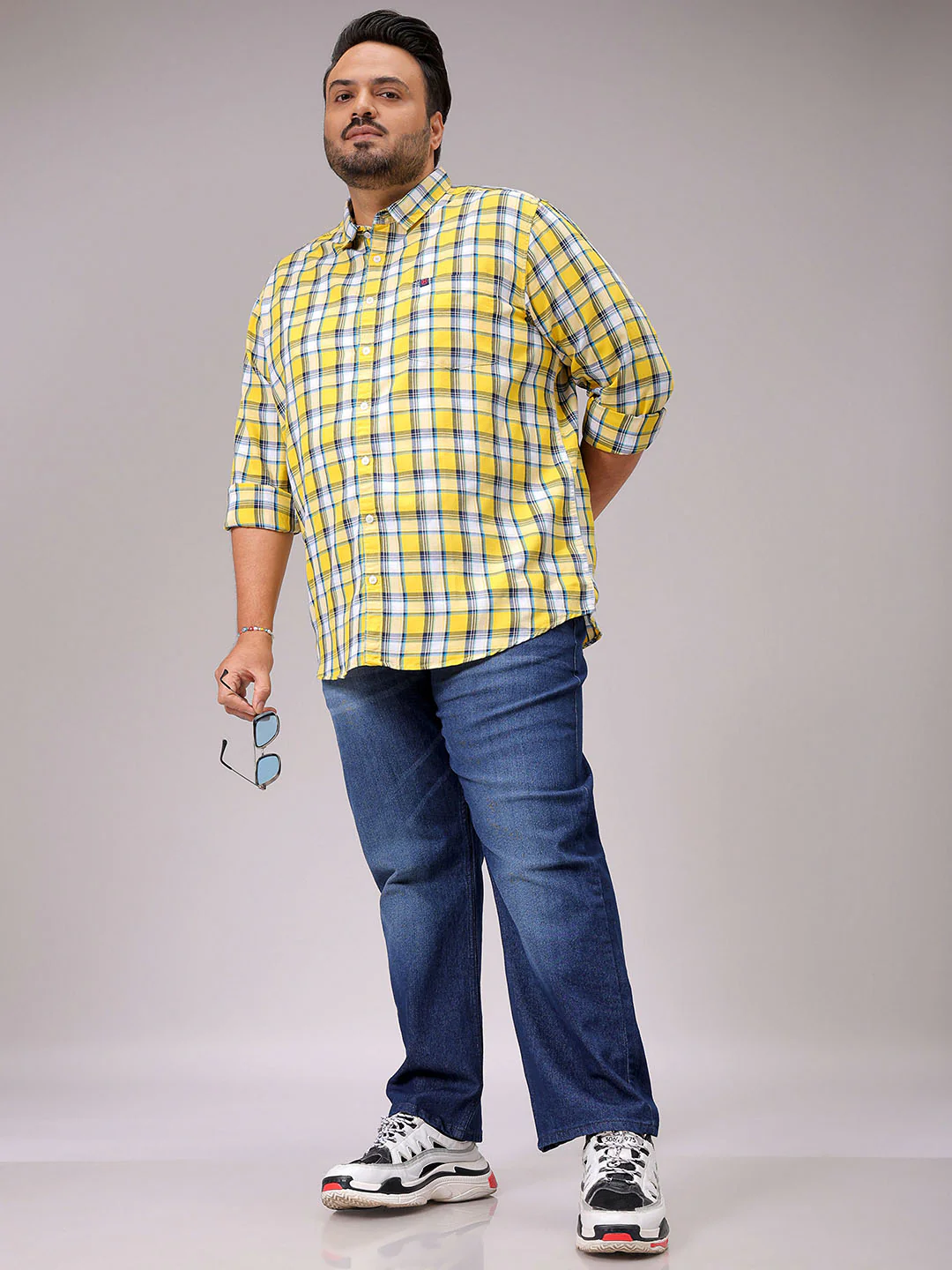 Men's Blue Straight Fit Solid Stretchable Plus Size Jeans - Image 2