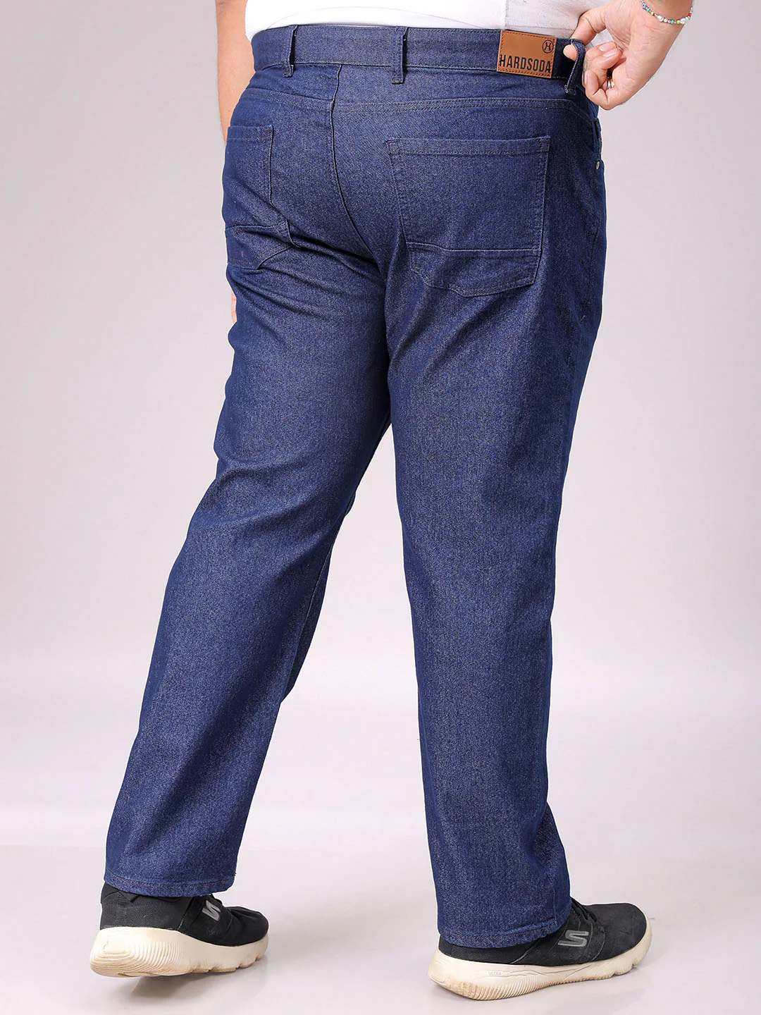 Men's Blue Straight Fit Solid Stretchable Plus Size Jeans - Image 3