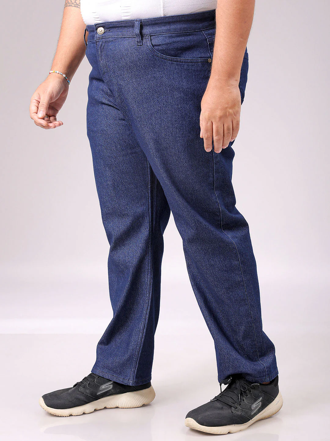 Men's Blue Straight Fit Solid Stretchable Plus Size Jeans - Image 4