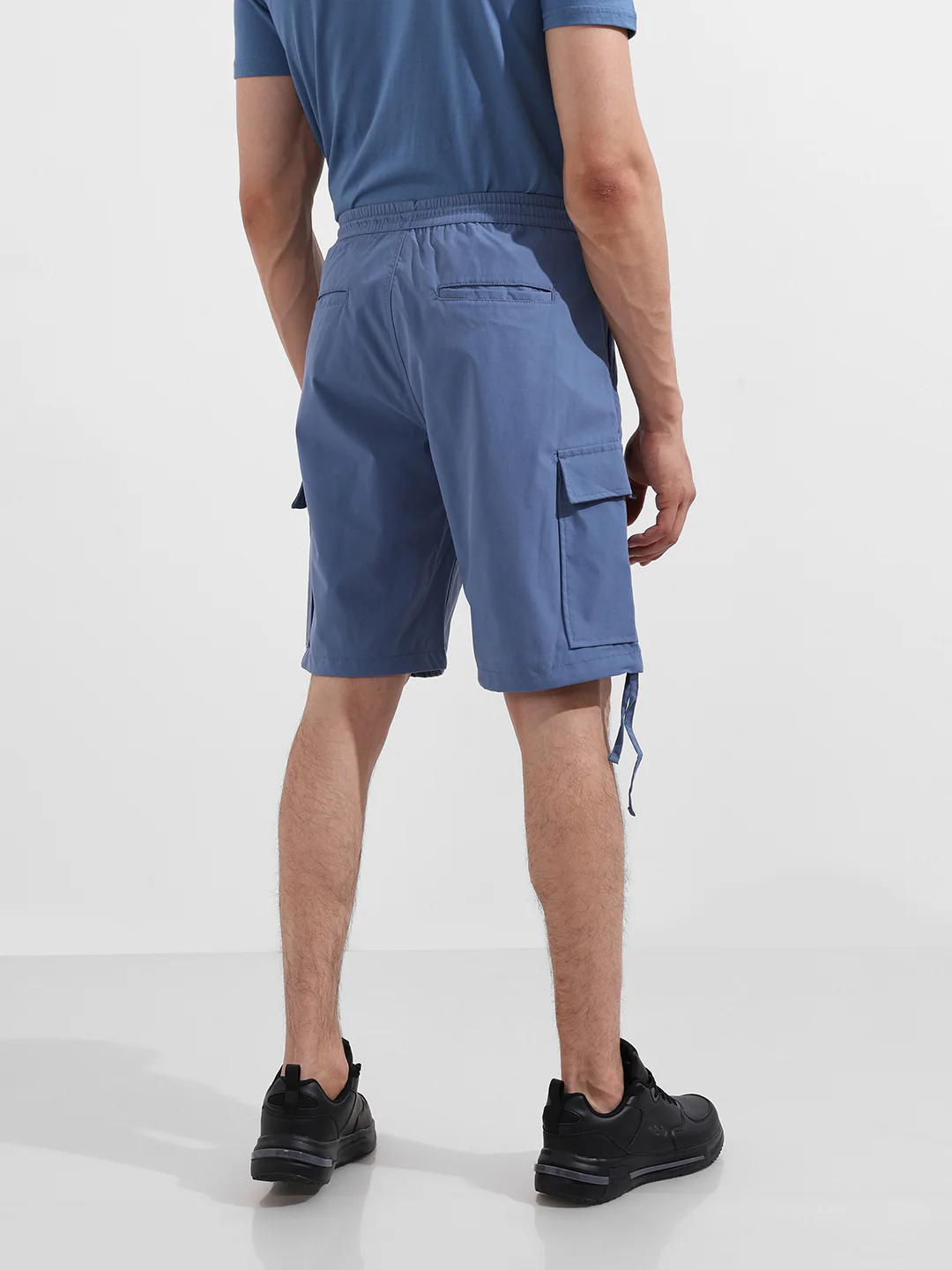 Men's Elemental Blue Relaxed Fit Textured Utility Shorts - Image 6