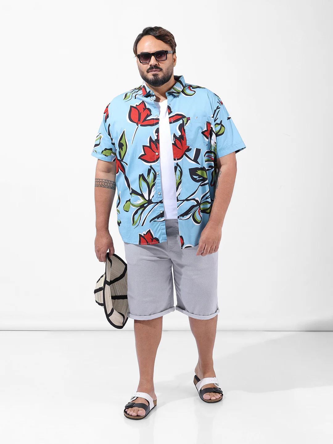 Men's Blue Regular Fit Printed Resort Wear Shirt - Image 8