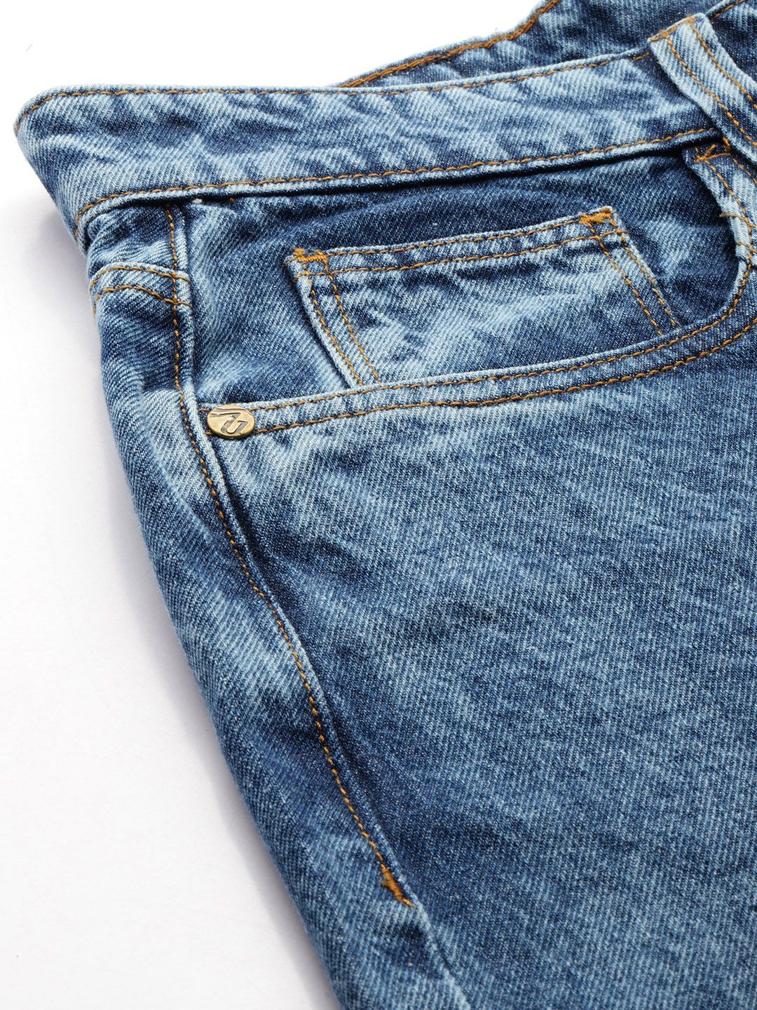 Men's Blue Wide Leg Fit Solid Utility Jeans - Image 6