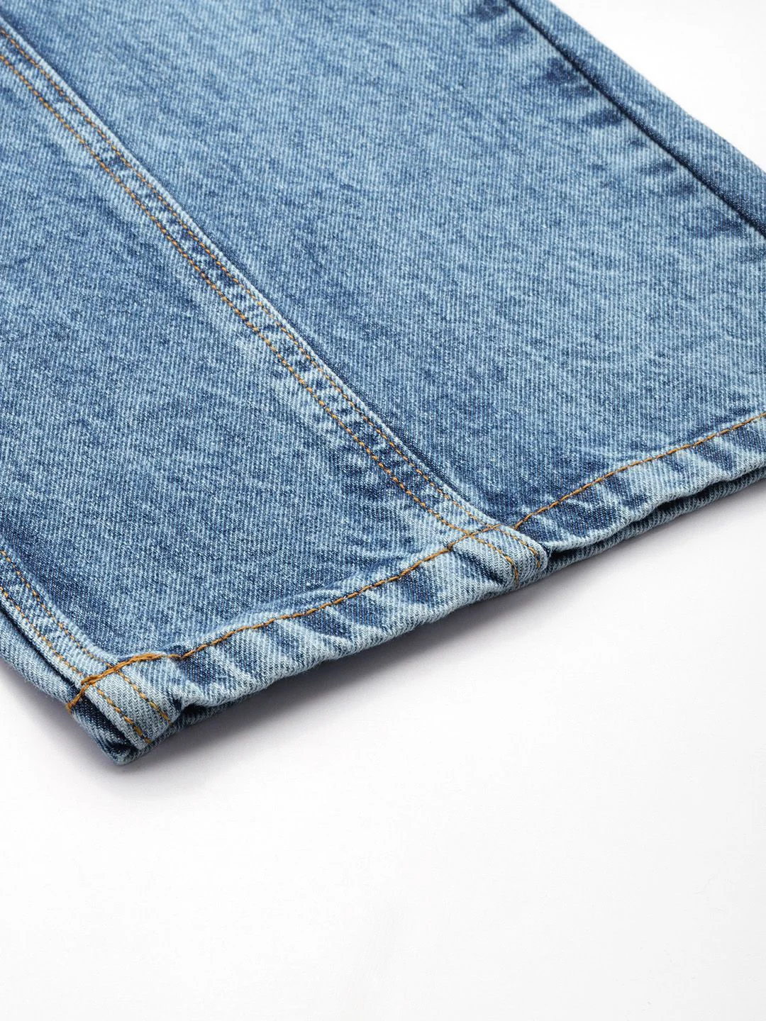 Men's Blue Wide Leg Fit Solid Utility Jeans - Image 7