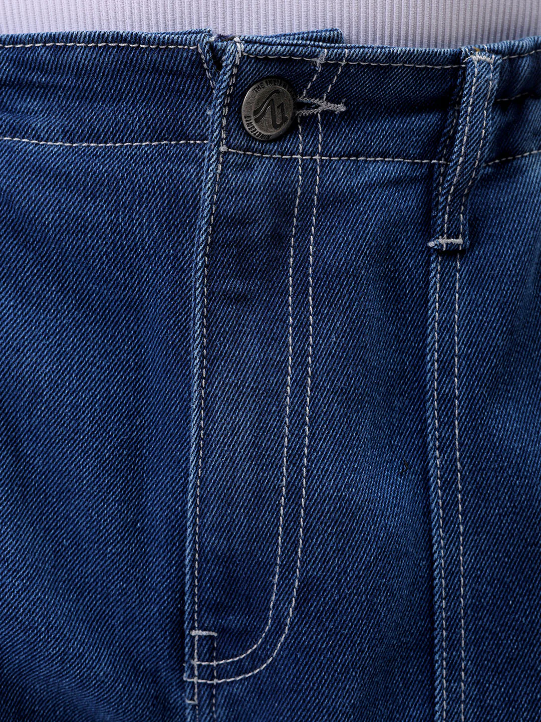 Men's Blue Wide Leg Fit Solid Utility Jeans - Image 6