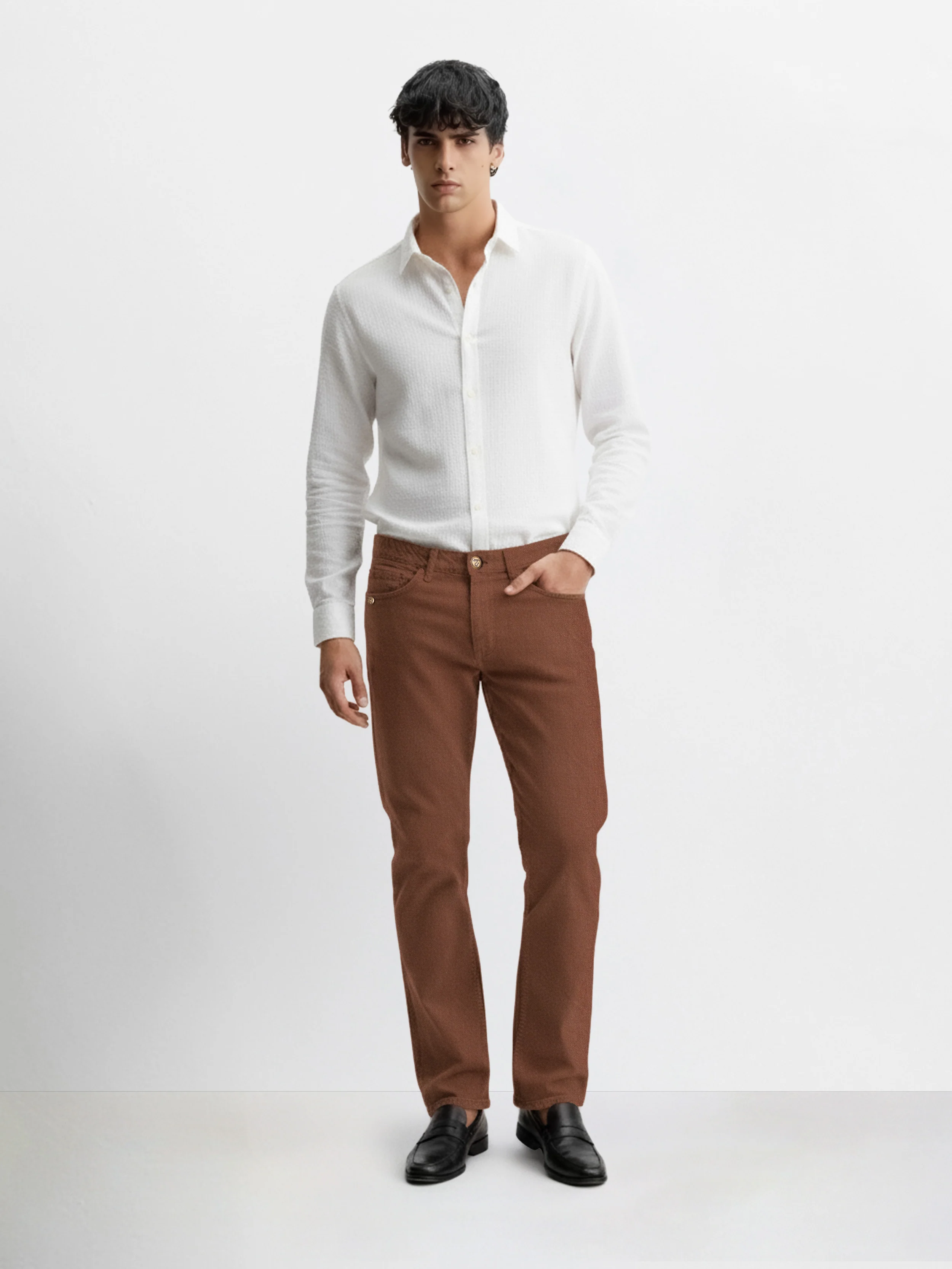 Men's Brown Bootcut Fit Casual Jeans - Image 3