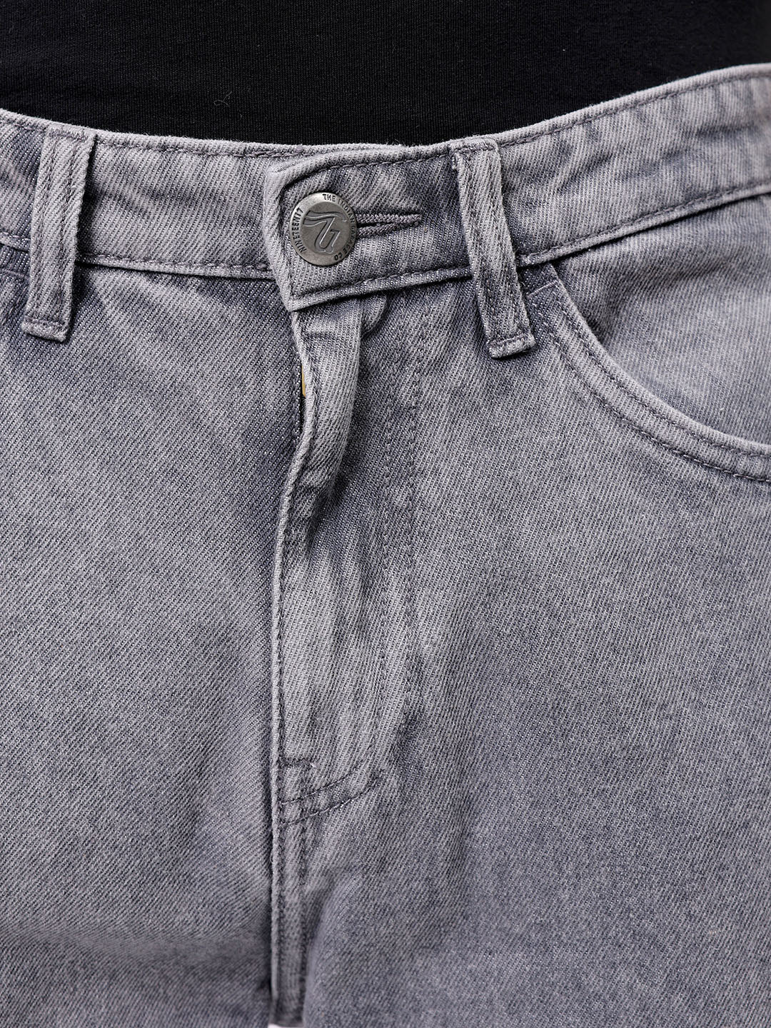 Men's Grey Loose Fit Solid Casual Jeans - Image 6