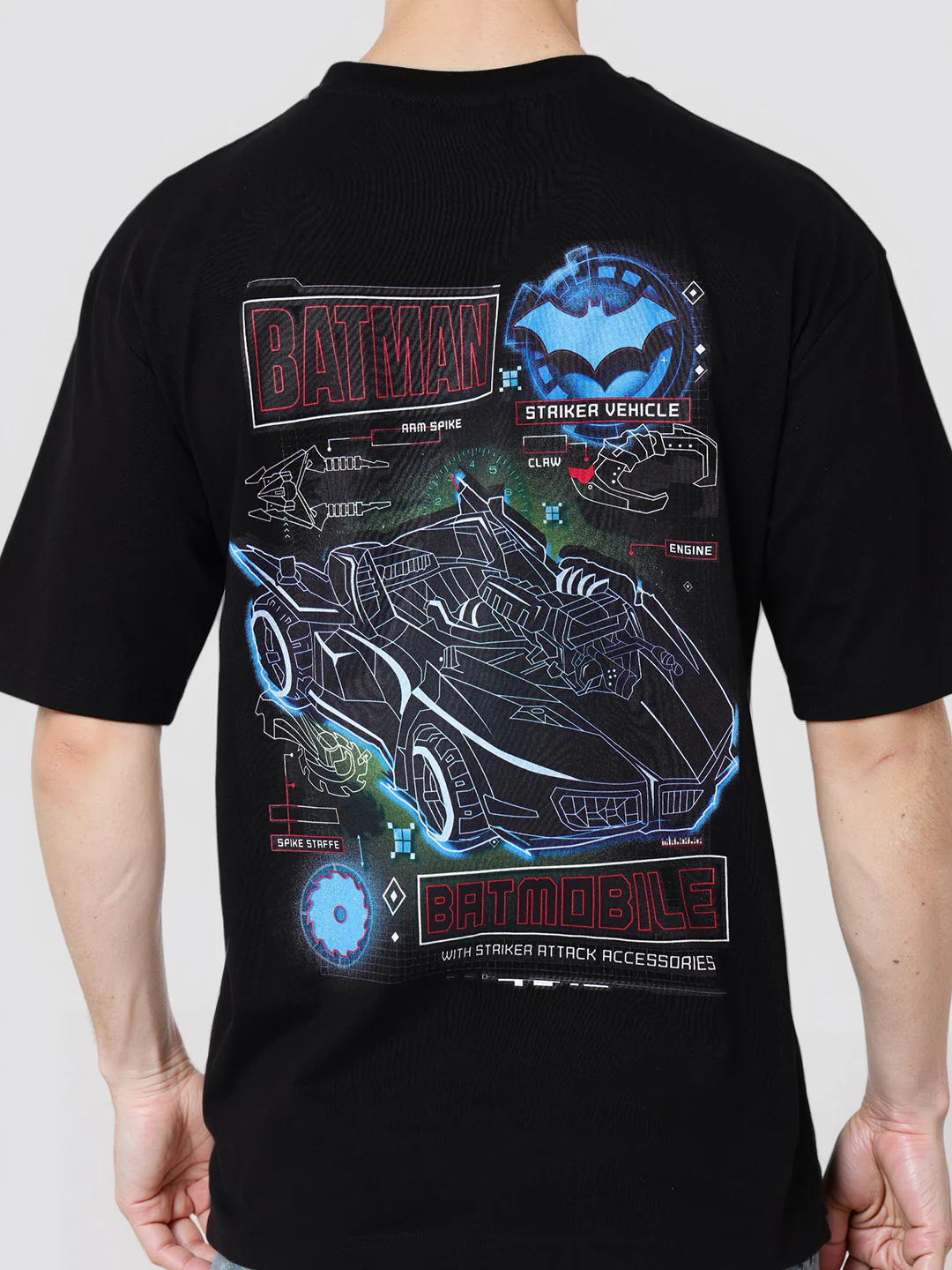 Men's Black Boxy Fit Character Biker Printed T-Shirt - Image 8