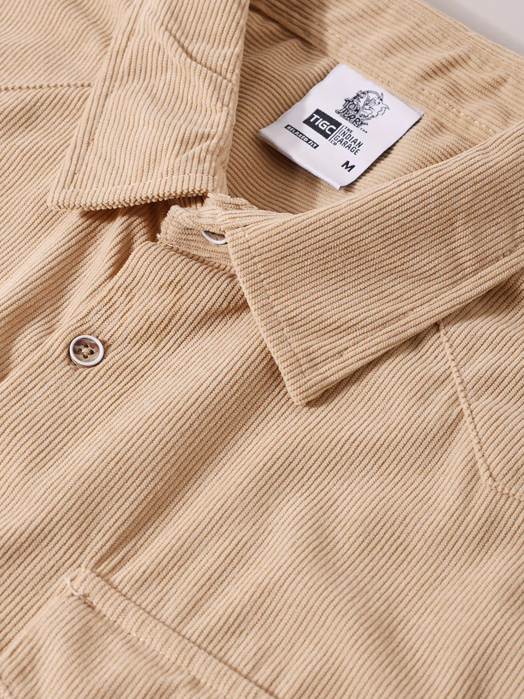 Men's Beige Boxy Fit Solid Character Shirt - Image 6
