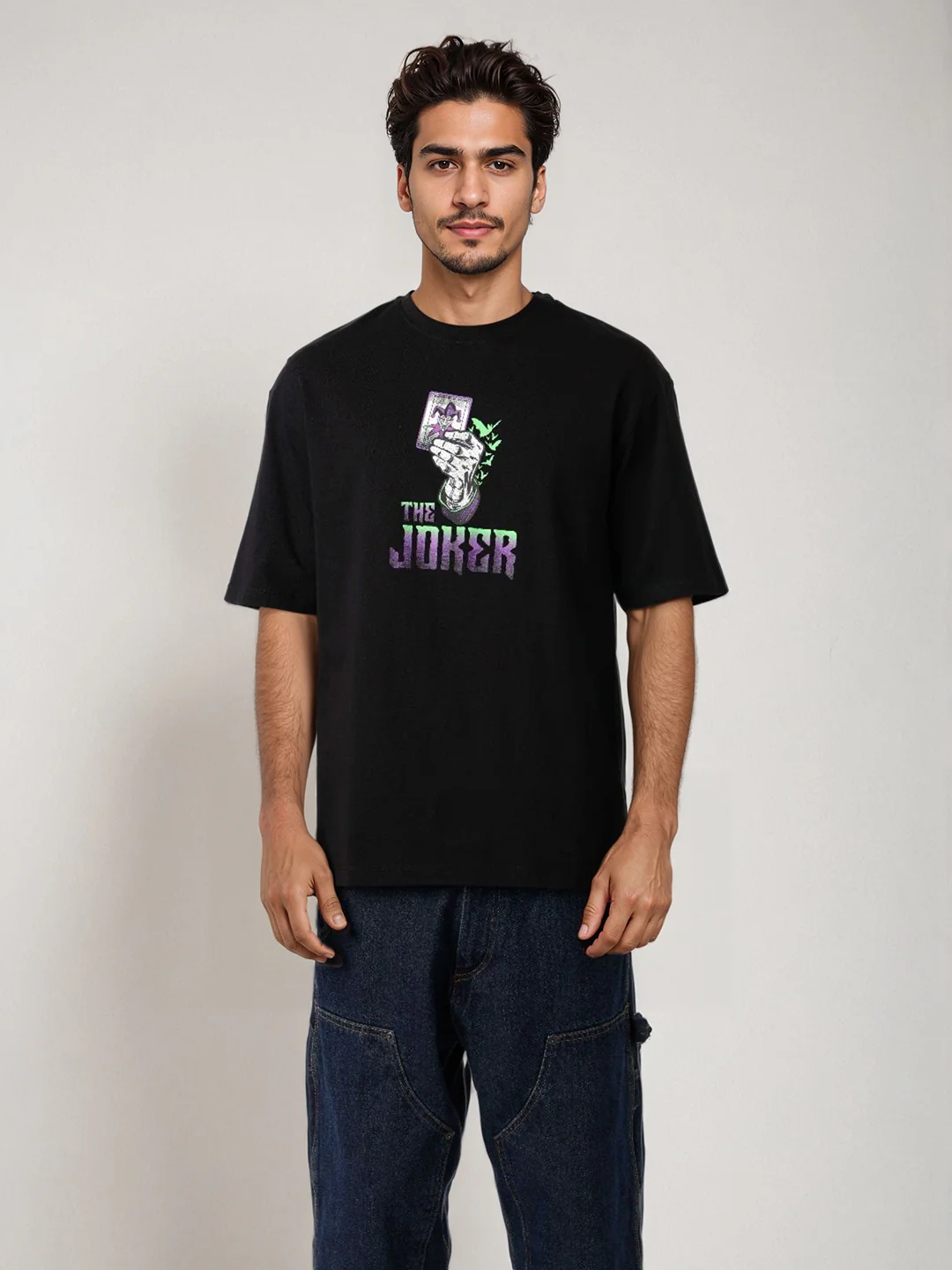 Men's Joker Typography Printed Round Neck Cotton's Boxy T-shirt - Image 2