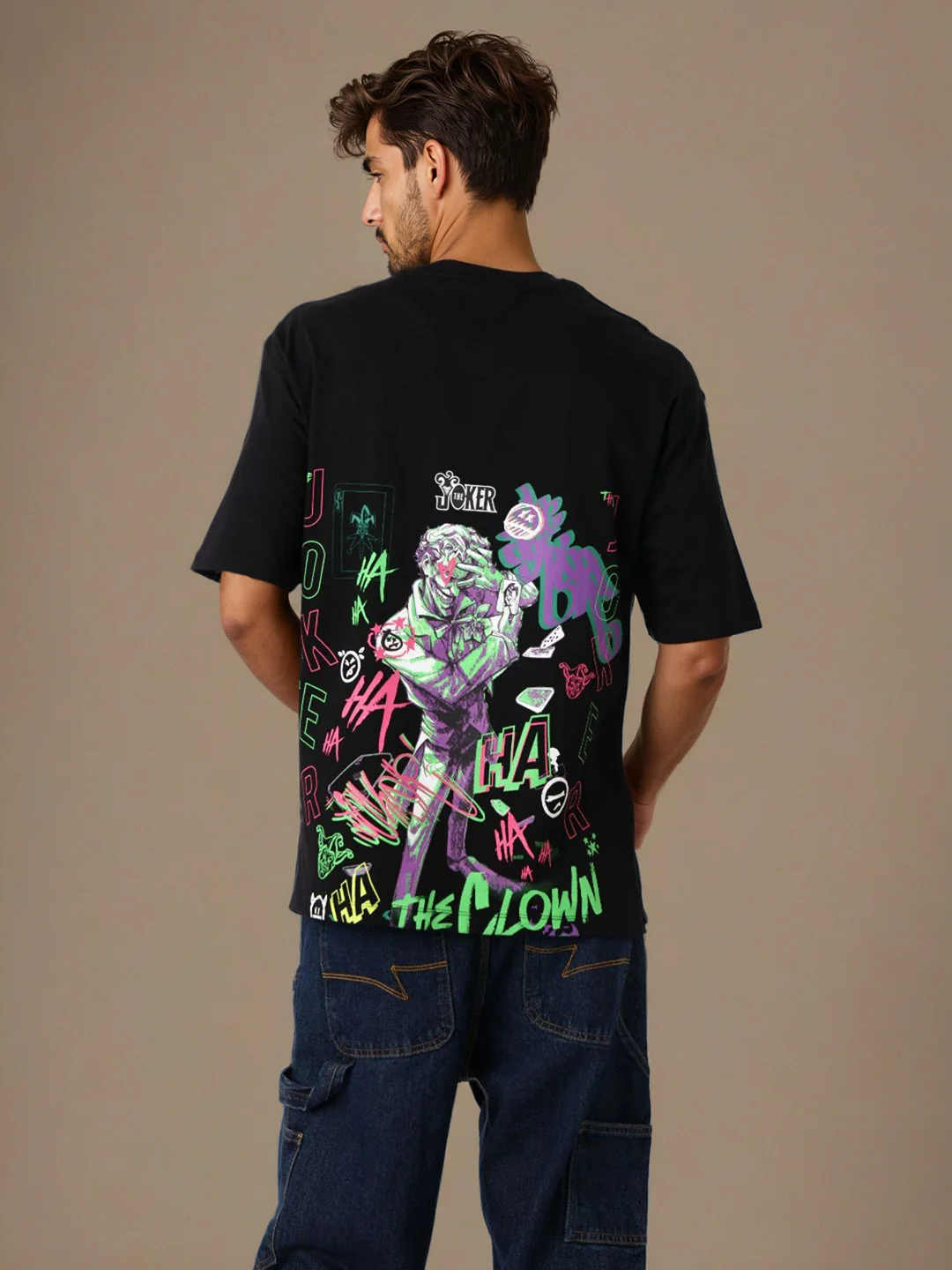 Men's Joker Typography Printed Round Neck Cotton's Boxy T-shirt - Image 3