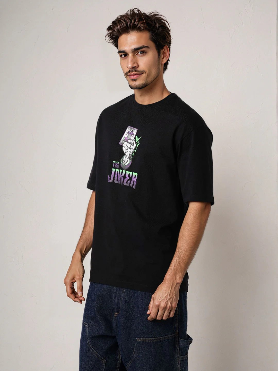 Men's Joker Typography Printed Round Neck Cotton's Boxy T-shirt - Image 4