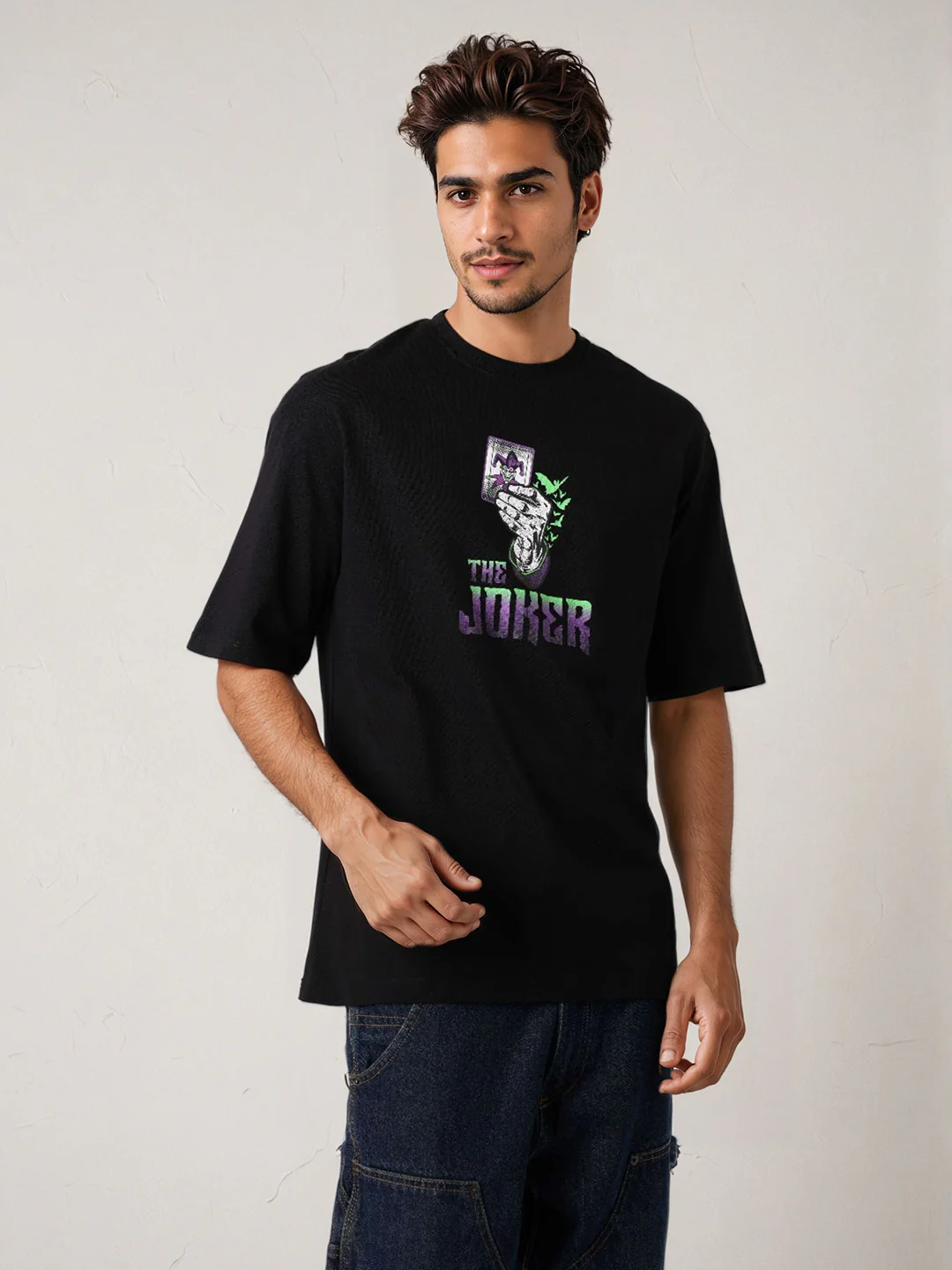 Men's Joker Typography Printed Round Neck Cotton's Boxy T-shirt - Image 5