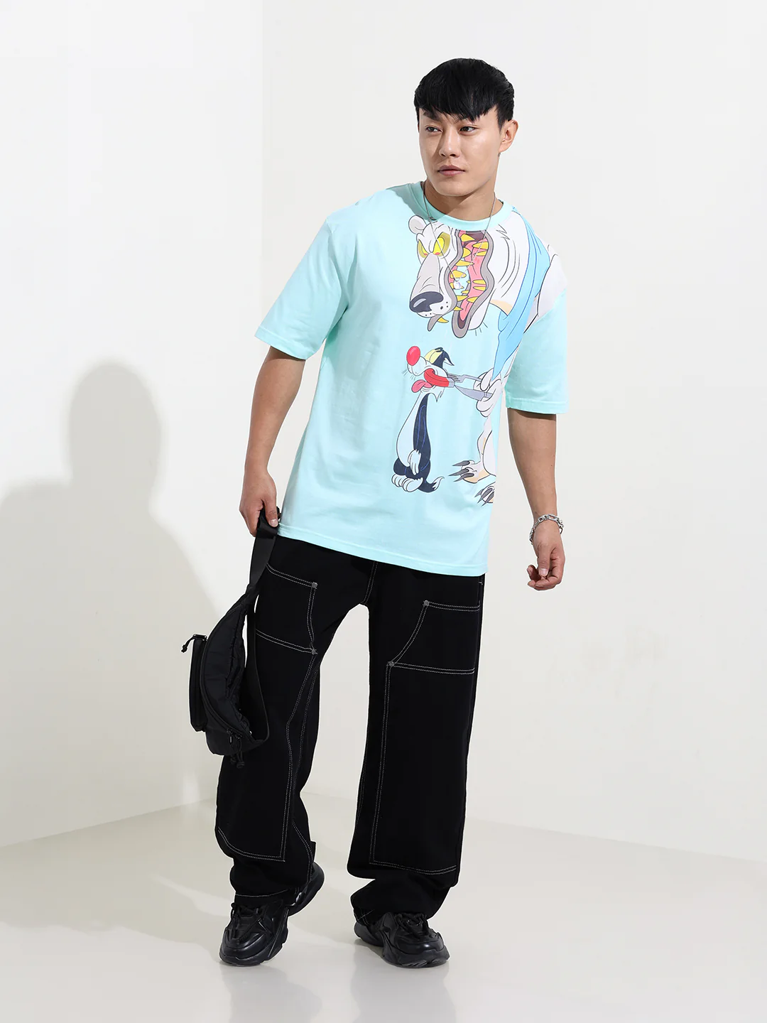 Men's Typography Printed Raw Edge Boxy T-shirt - Image 2
