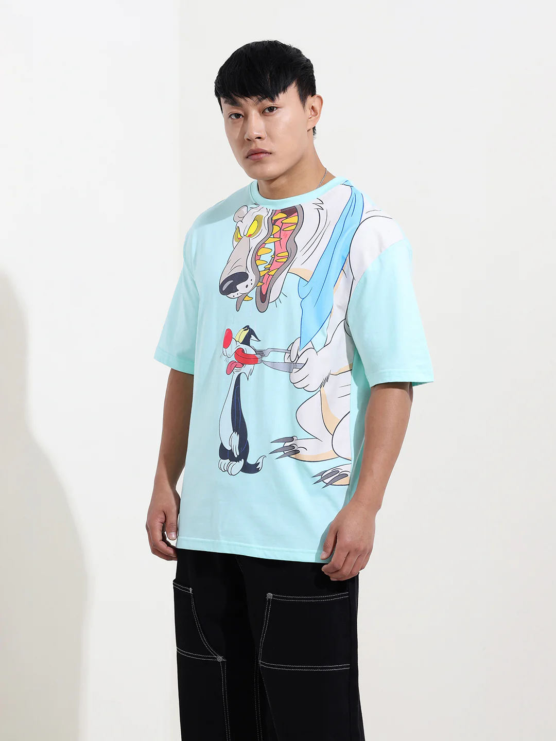 Men's Typography Printed Raw Edge Boxy T-shirt - Image 3