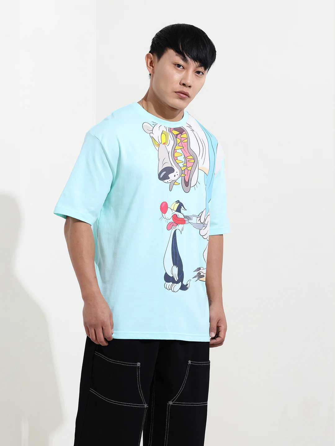 Men's Typography Printed Raw Edge Boxy T-shirt - Image 4