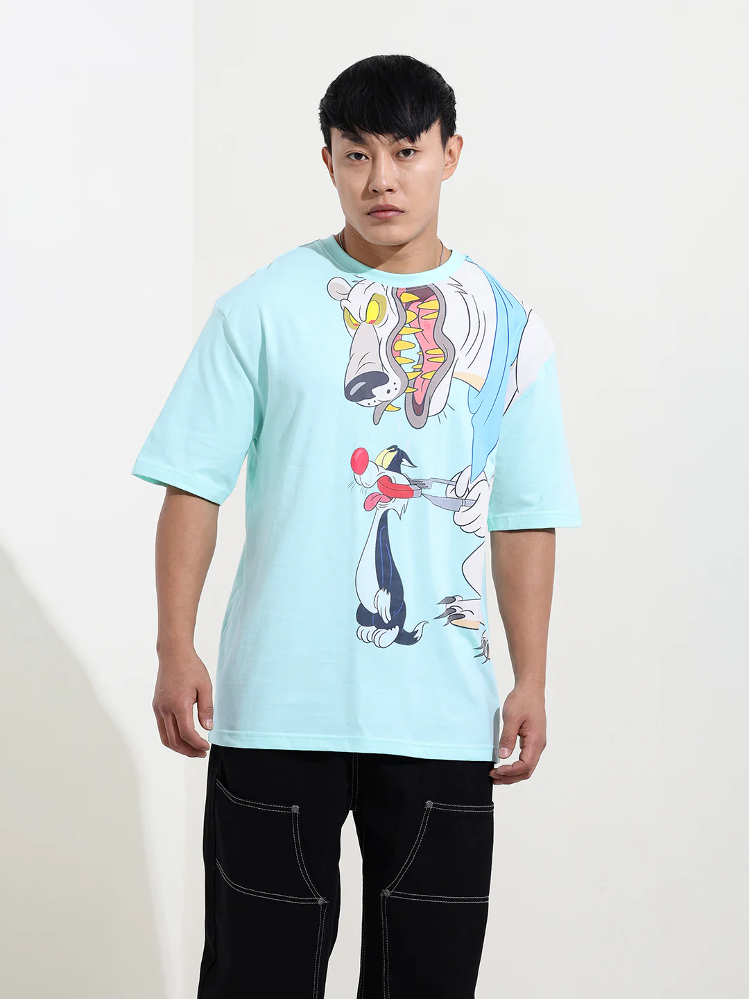 Men's Typography Printed Raw Edge Boxy T-shirt - Image 6