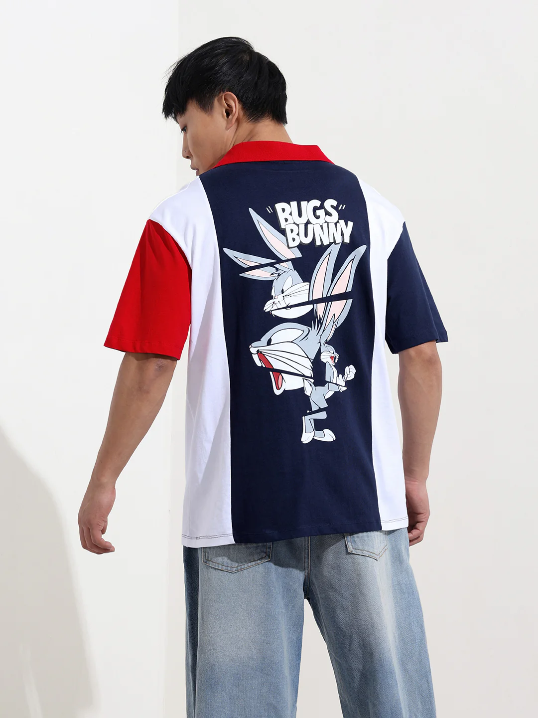 Men's Navy Blue Boxy Fit Bugs Bunny Character Printed T-shirt - Image 7