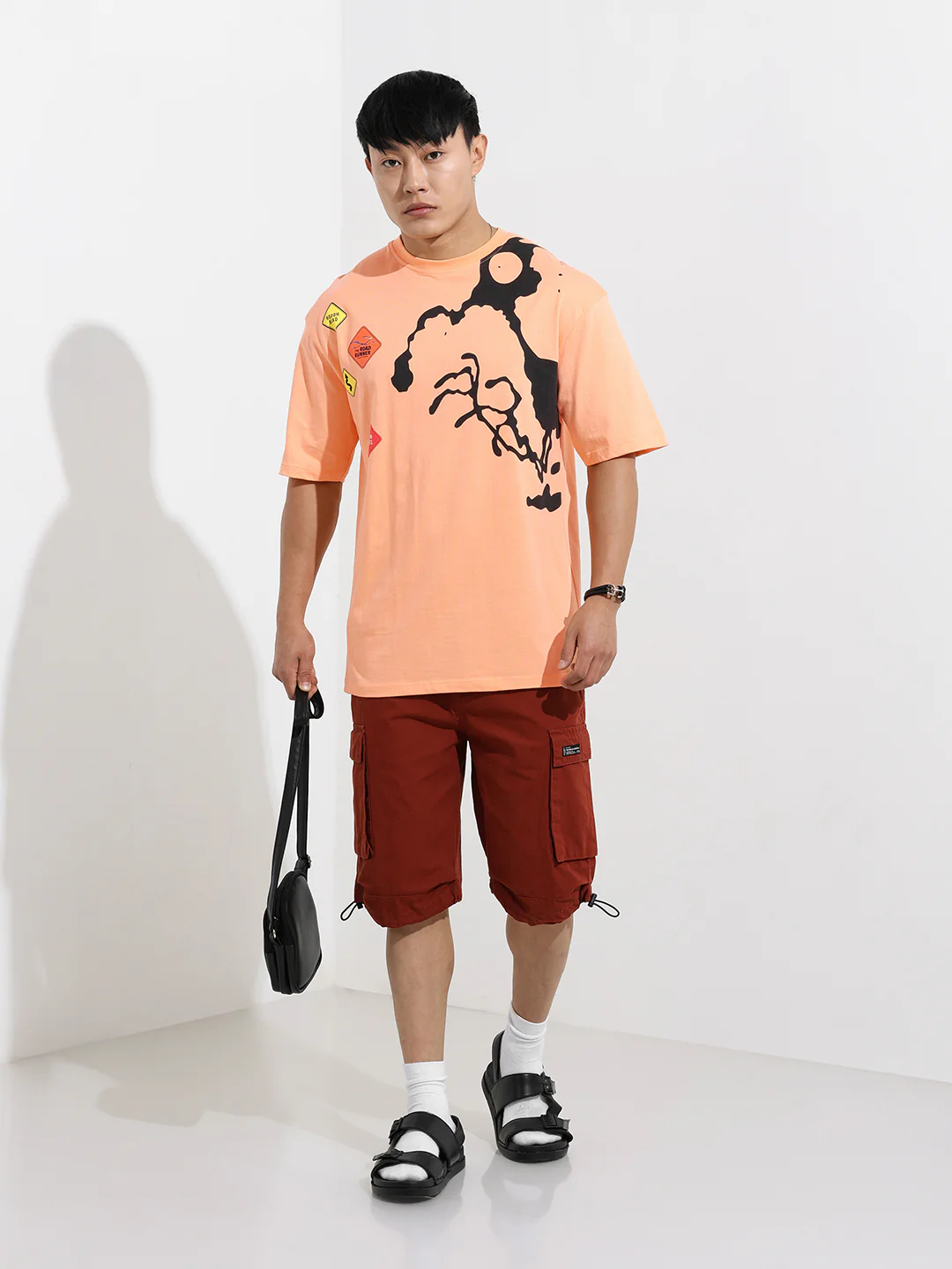 Men's Orange Boxy Fit Character Looney Tunes  Printed Crew Neck T-Shirt - Image 2