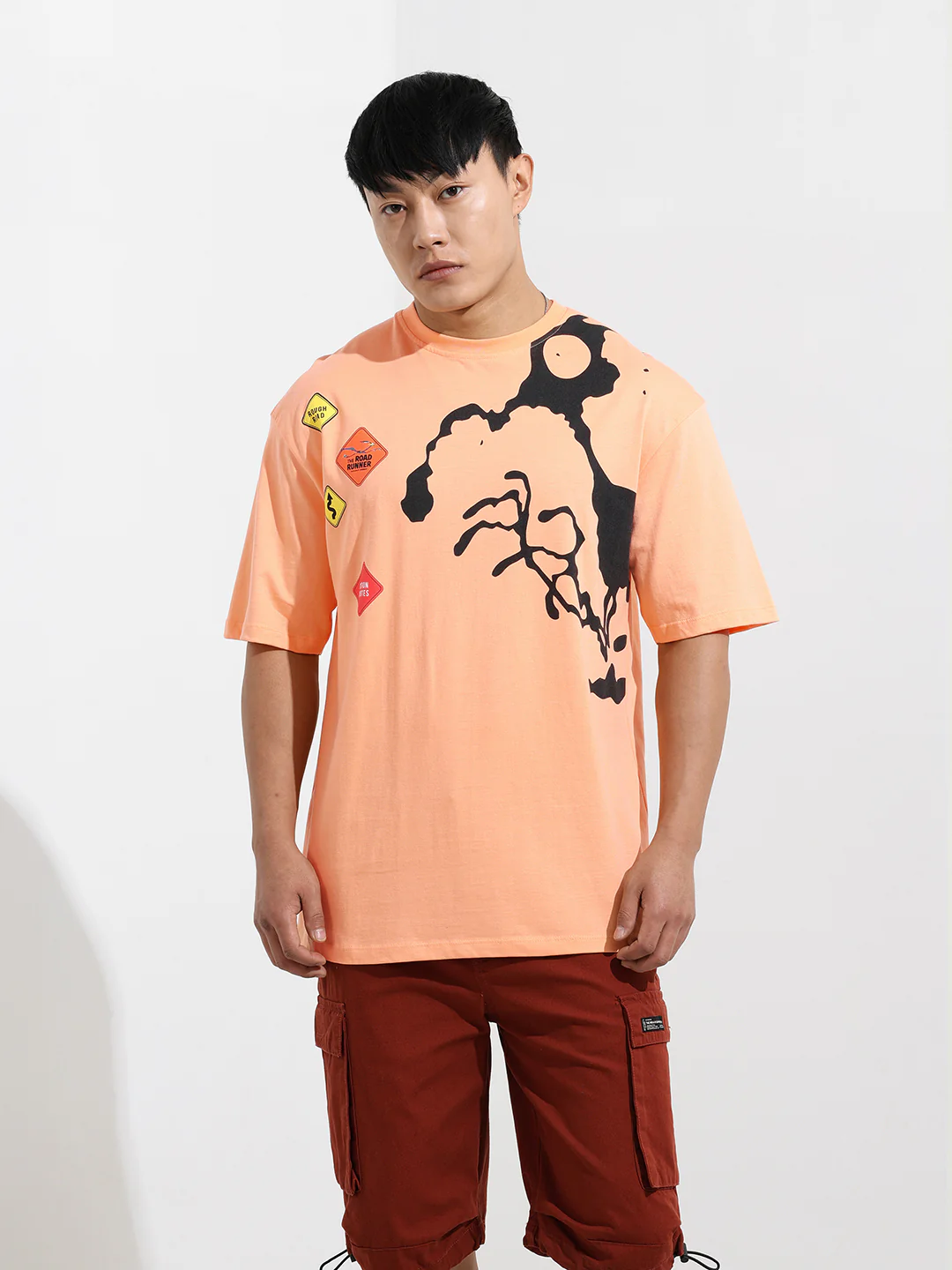 Men's Orange Boxy Fit Character Looney Tunes  Printed Crew Neck T-Shirt - Image 6